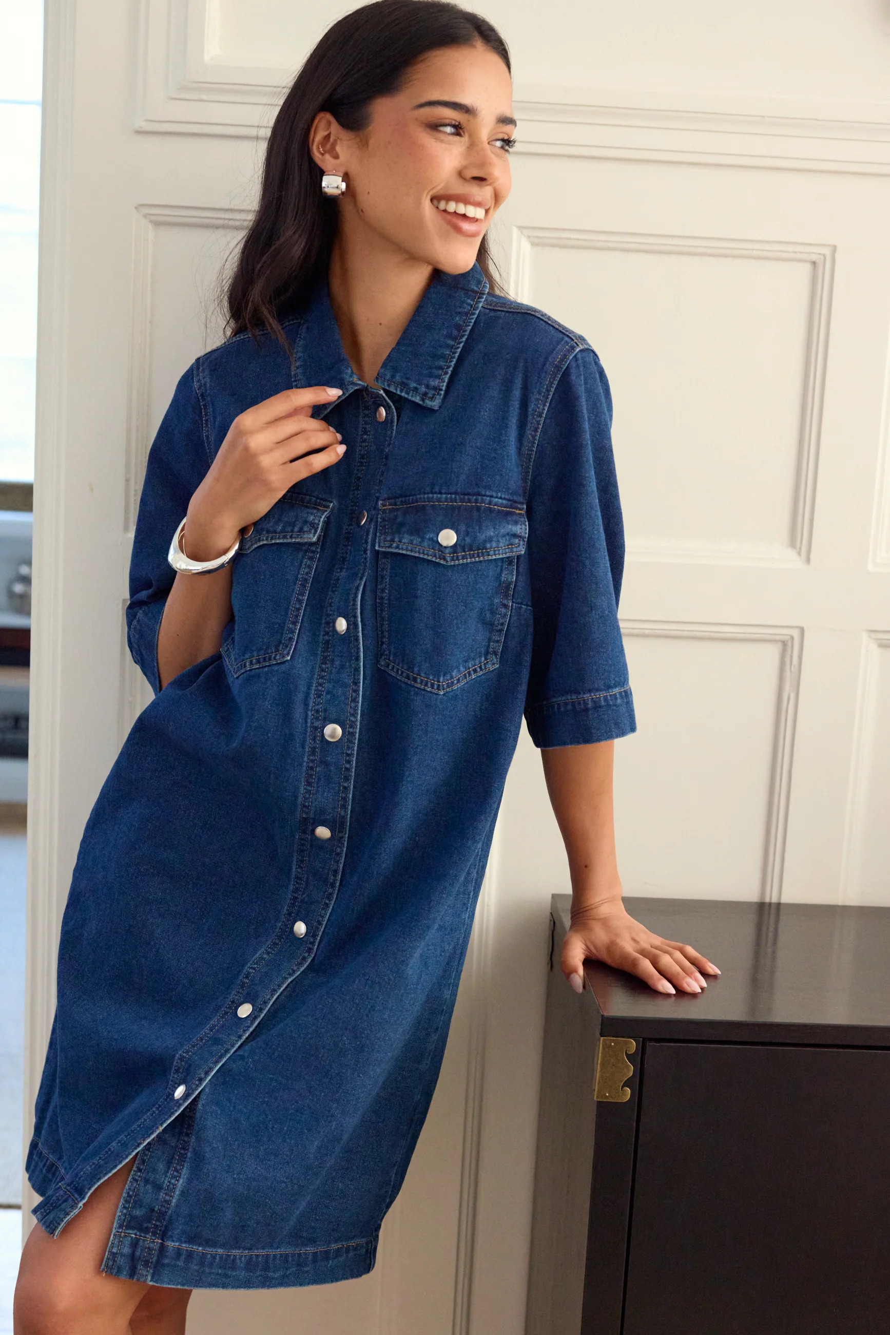 Onlbelle S/S BUTTON DRESS DNM - Image 5