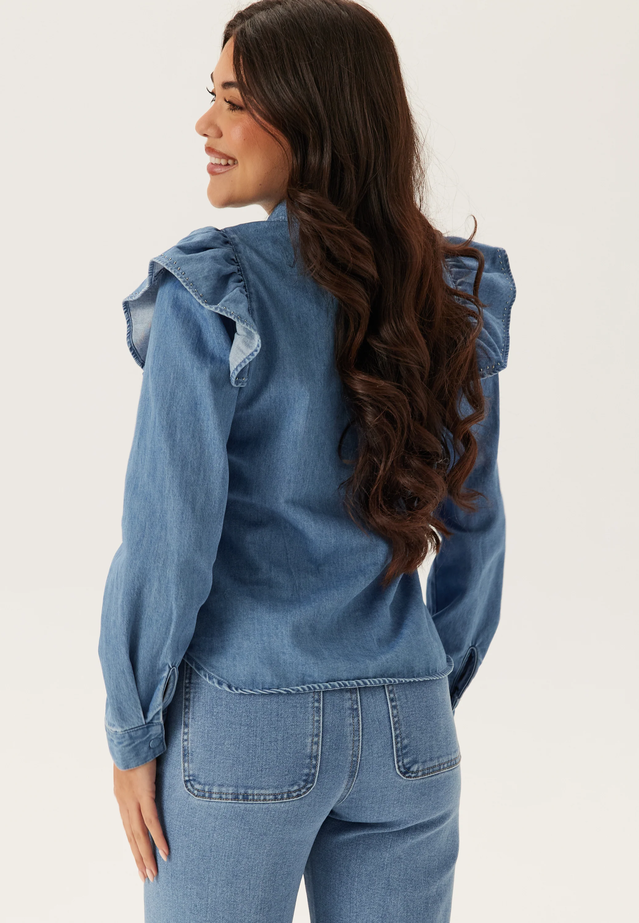 Onlindigo Frill Stud L/S DNM S - Image 3