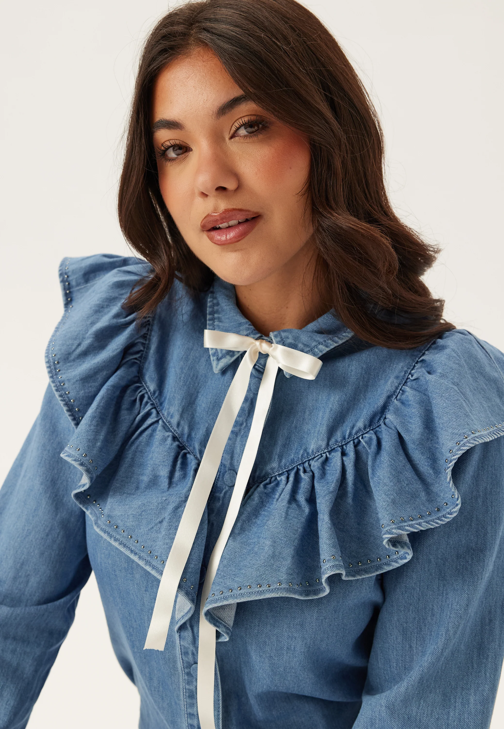 Onlindigo Frill Stud L/S DNM S - Image 4