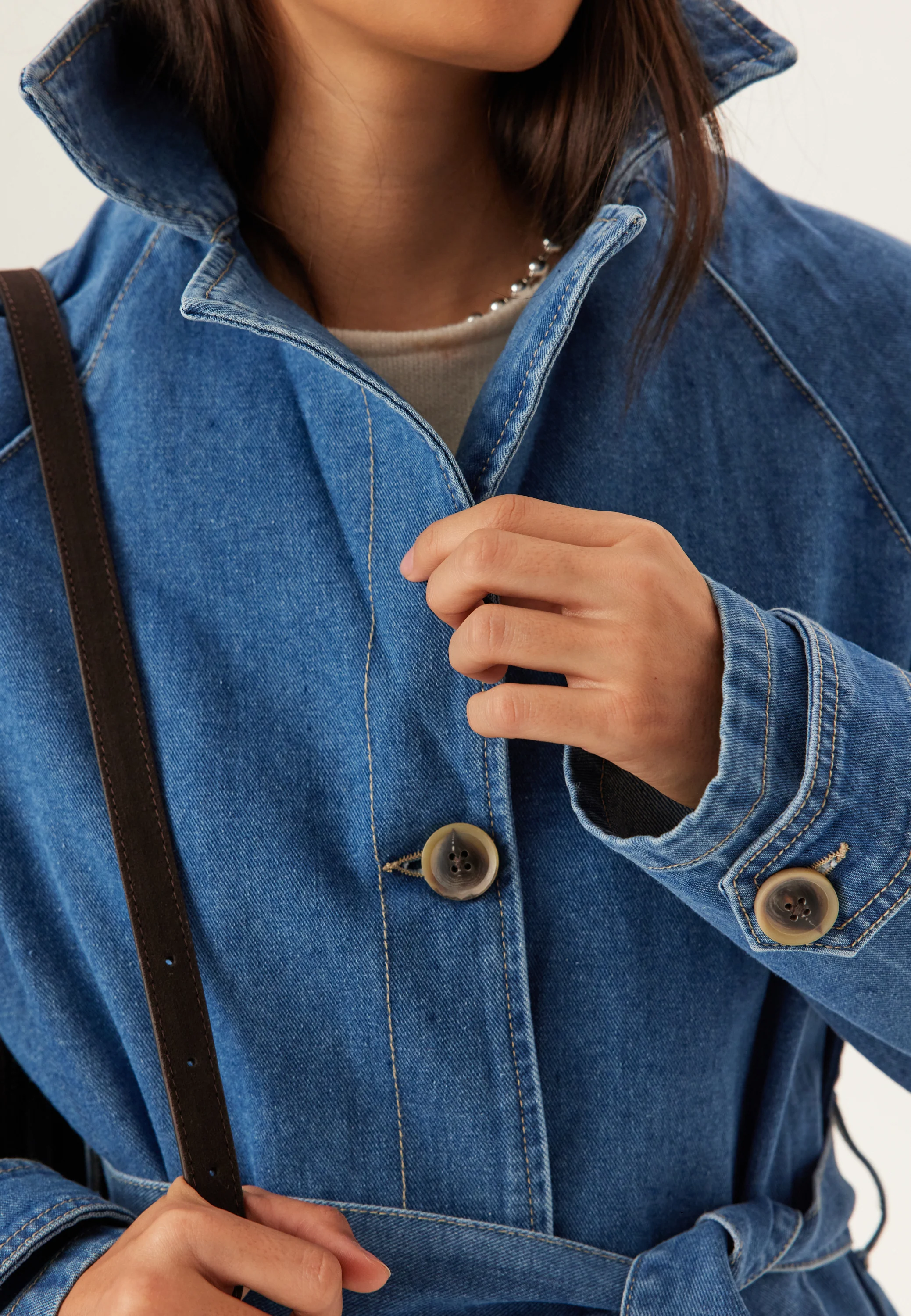 Onlmalou Belted Trench Dnm - Image 5