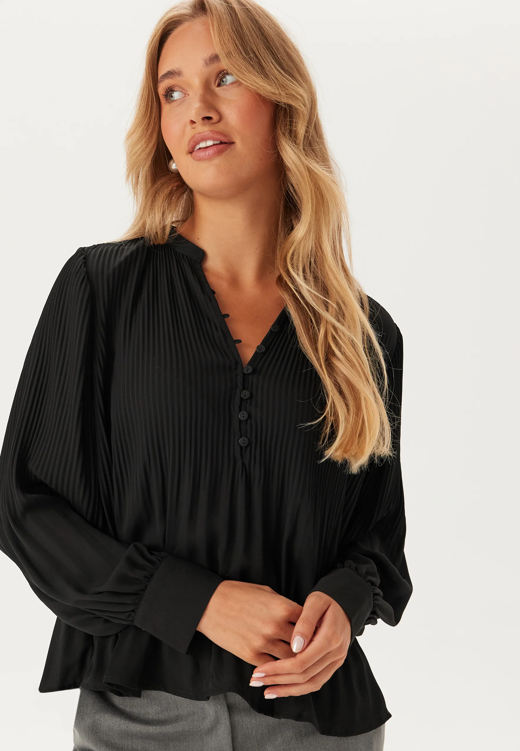 Onlronja Life L/S V-Neck Plisse - Image 4