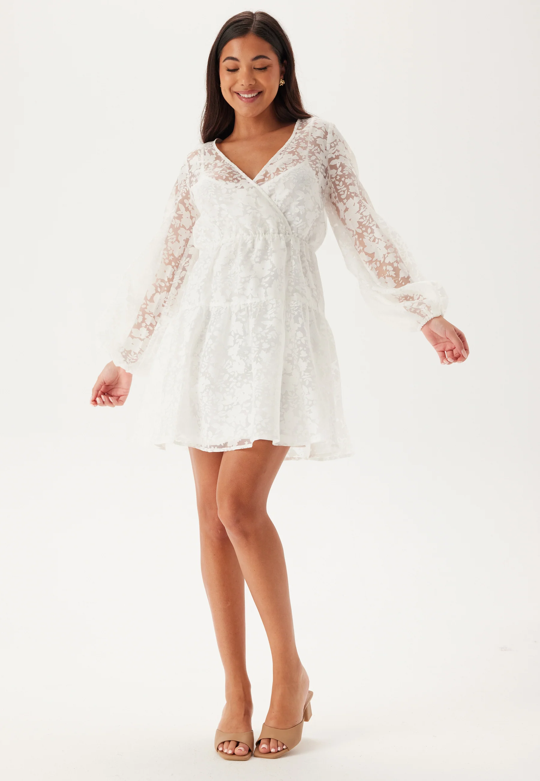 Overlap Balloon Sleeve Dress - Image 2