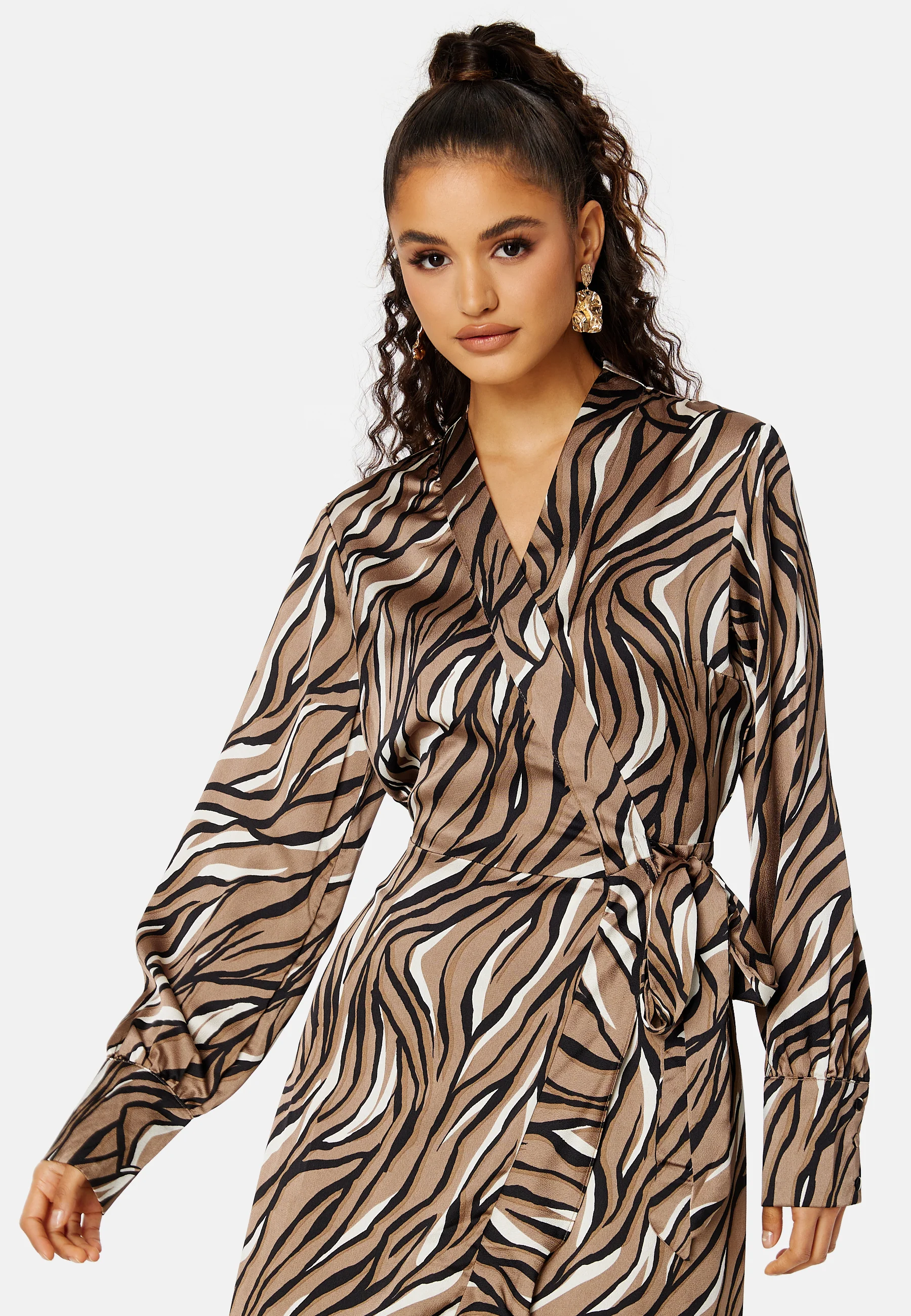 Papaya L/S Wrap Long Dress - Image 3