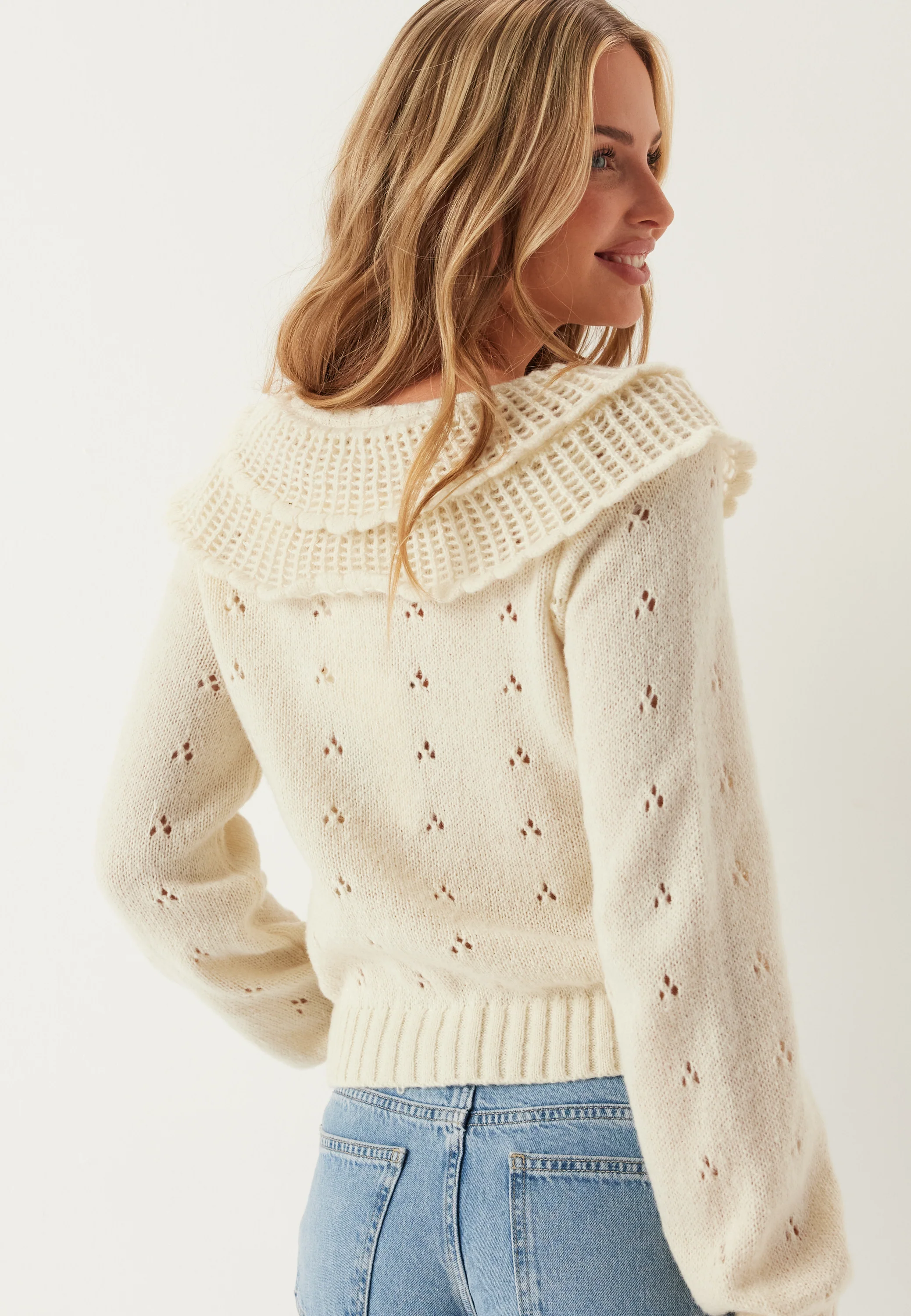 Pcdavis Ls O-neck Frill Cardigan - Image 2