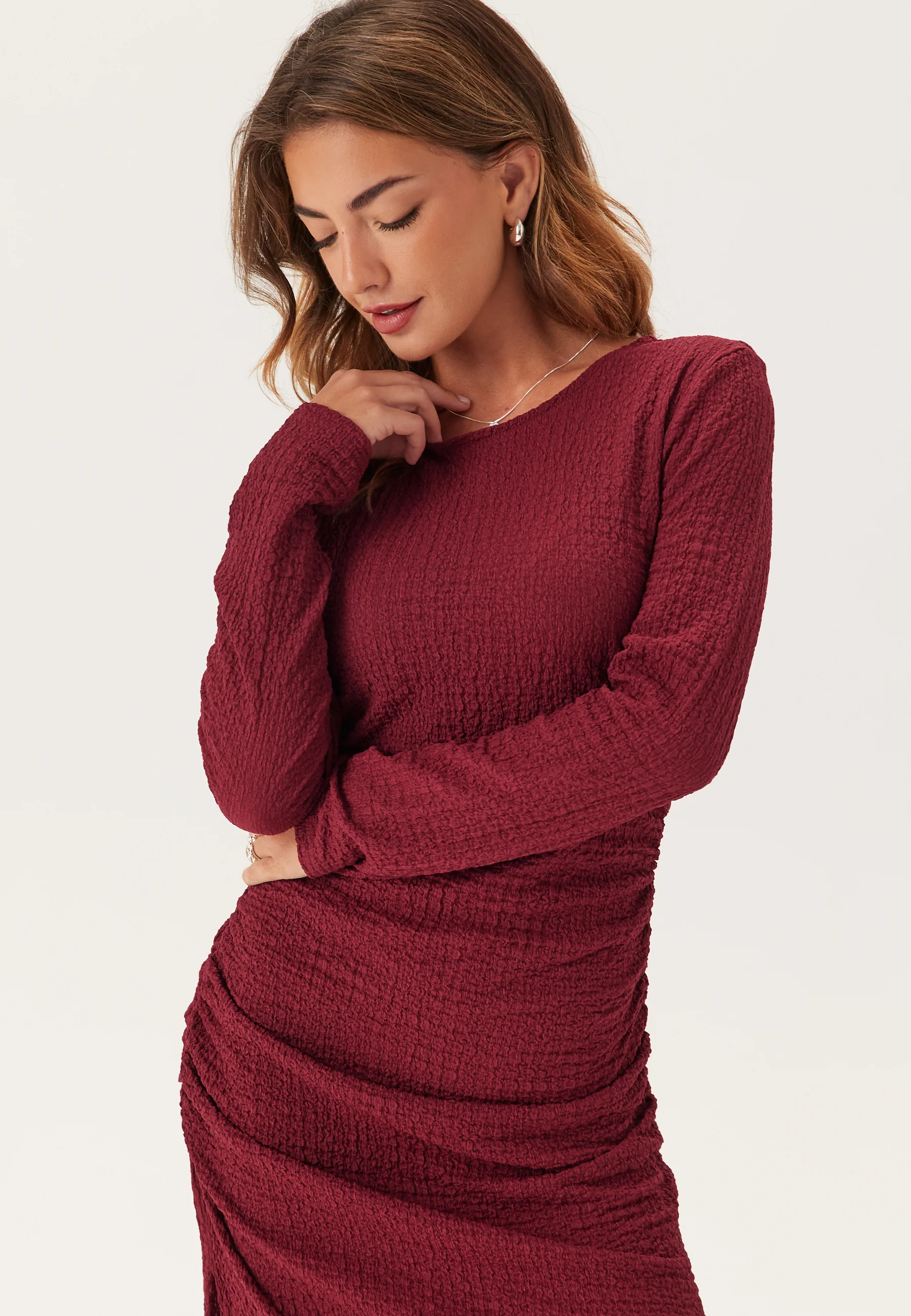 Pcjamal Ls Midi Rouching Dress - Image 3