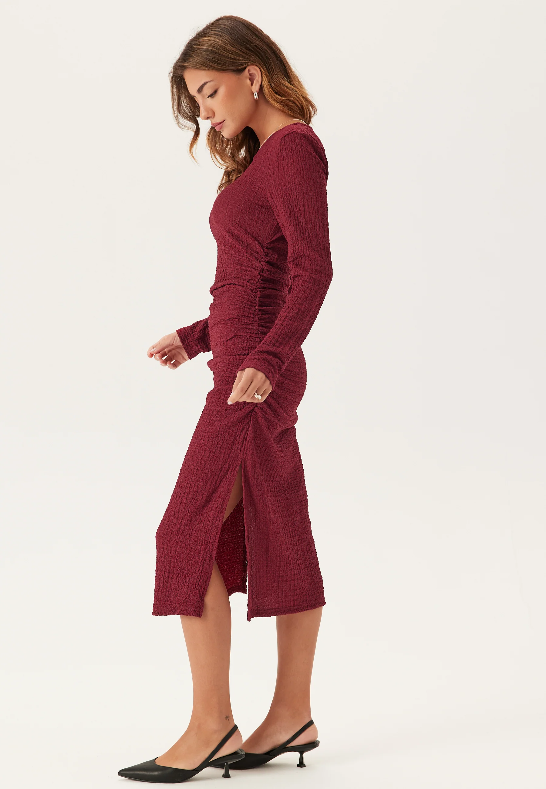 Pcjamal Ls Midi Rouching Dress - Image 5