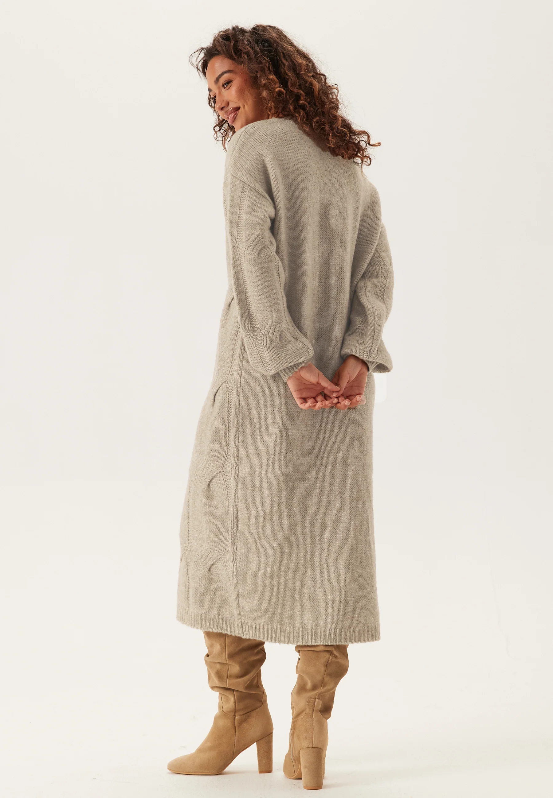 Pcjenna Ls Cable Knit Midi Dre - Image 2