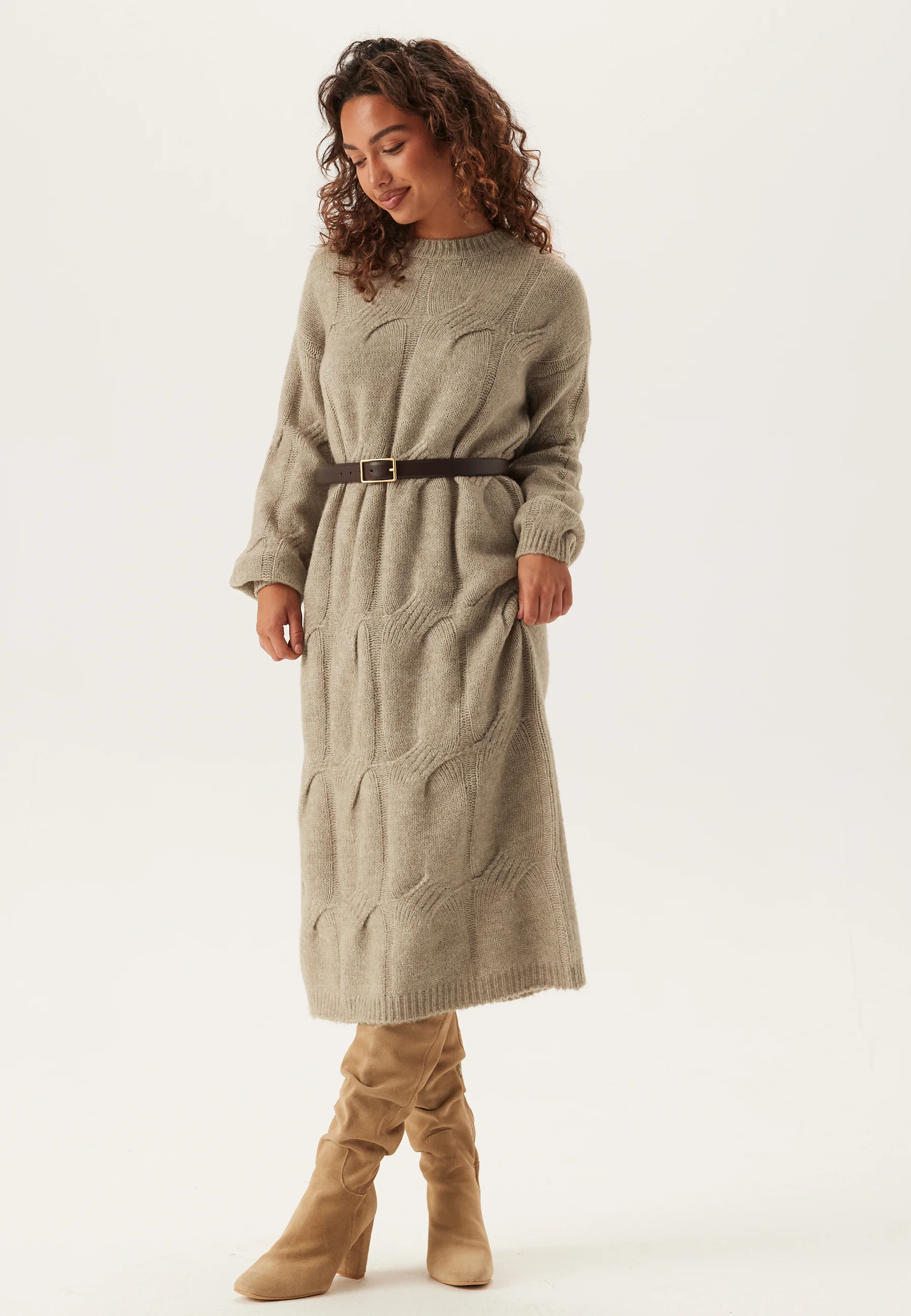 Pcjenna Ls Cable Knit Midi Dre - Image 3