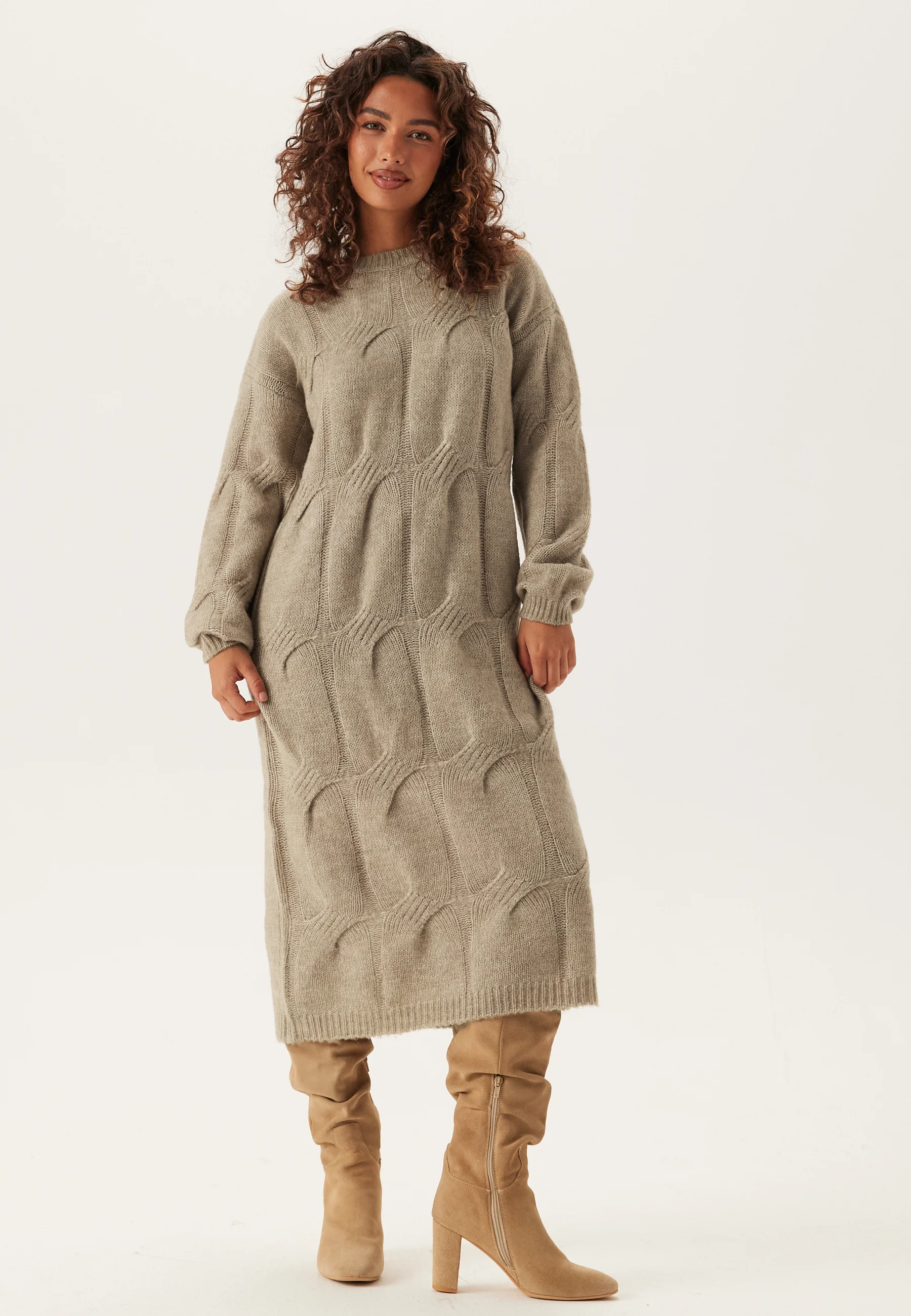 Pcjenna Ls Cable Knit Midi Dre - Image 4
