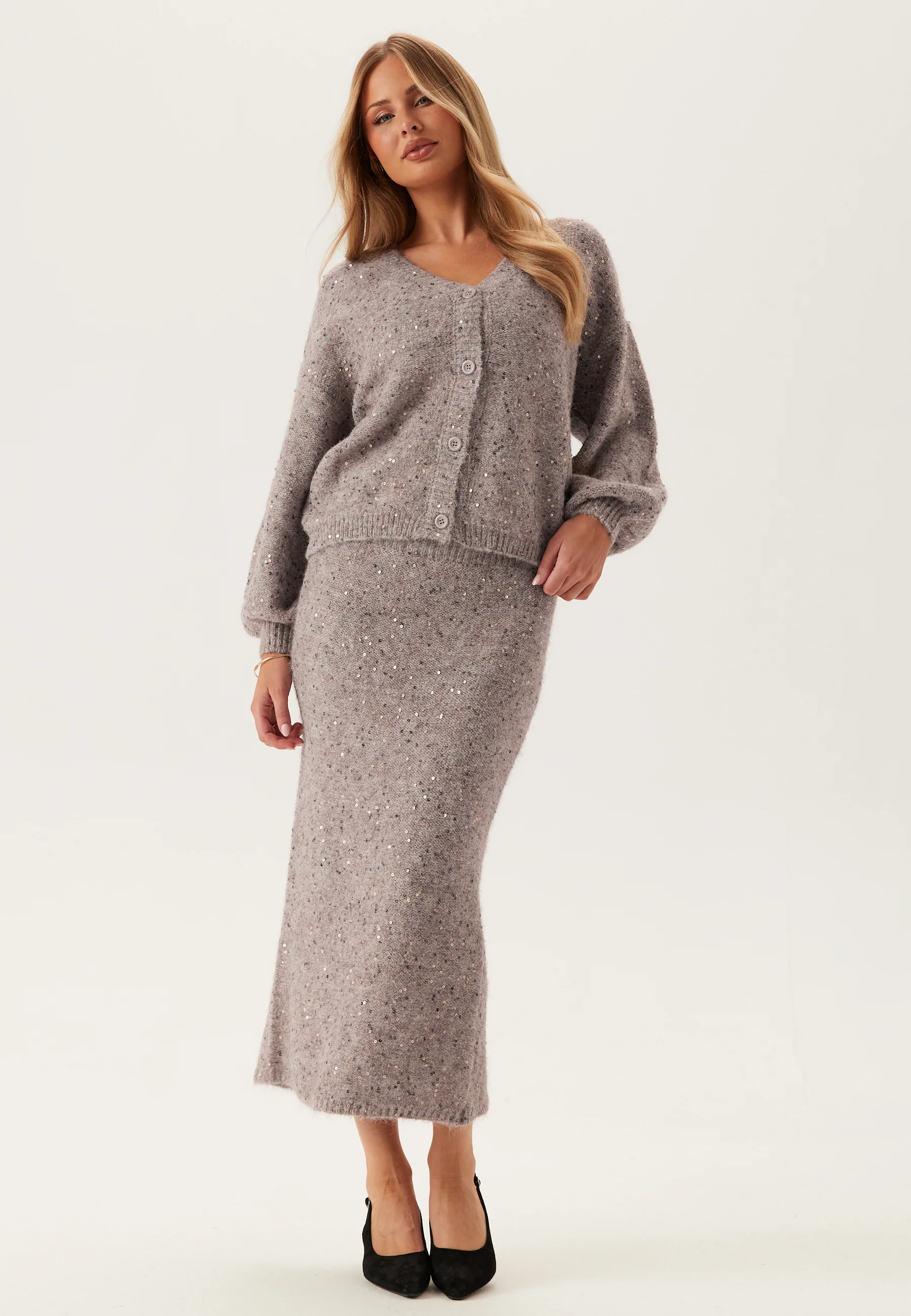 Pcmesva Ls Boxy Sequin Knit Cardigan - Image 3