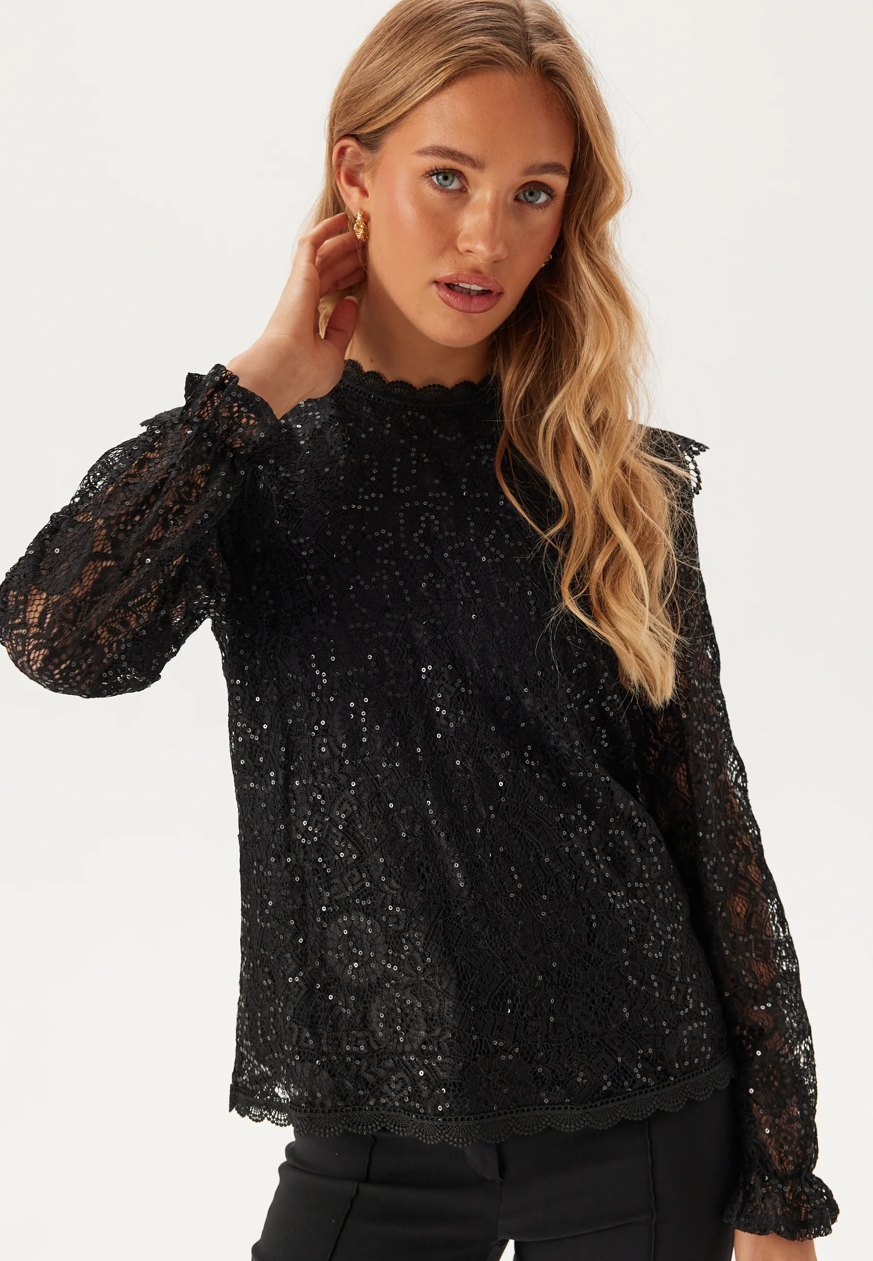 Pcolline Ls Lace Sequins Top - Image 2
