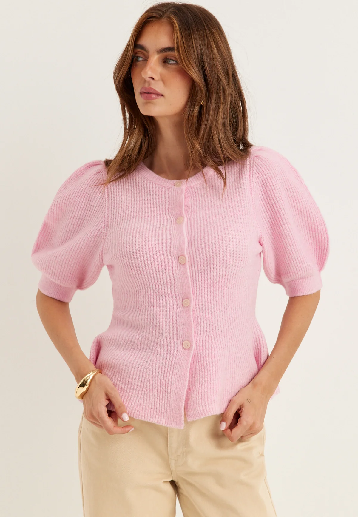 Pcsilly Ss Puff Knit Cardigan - Image 2