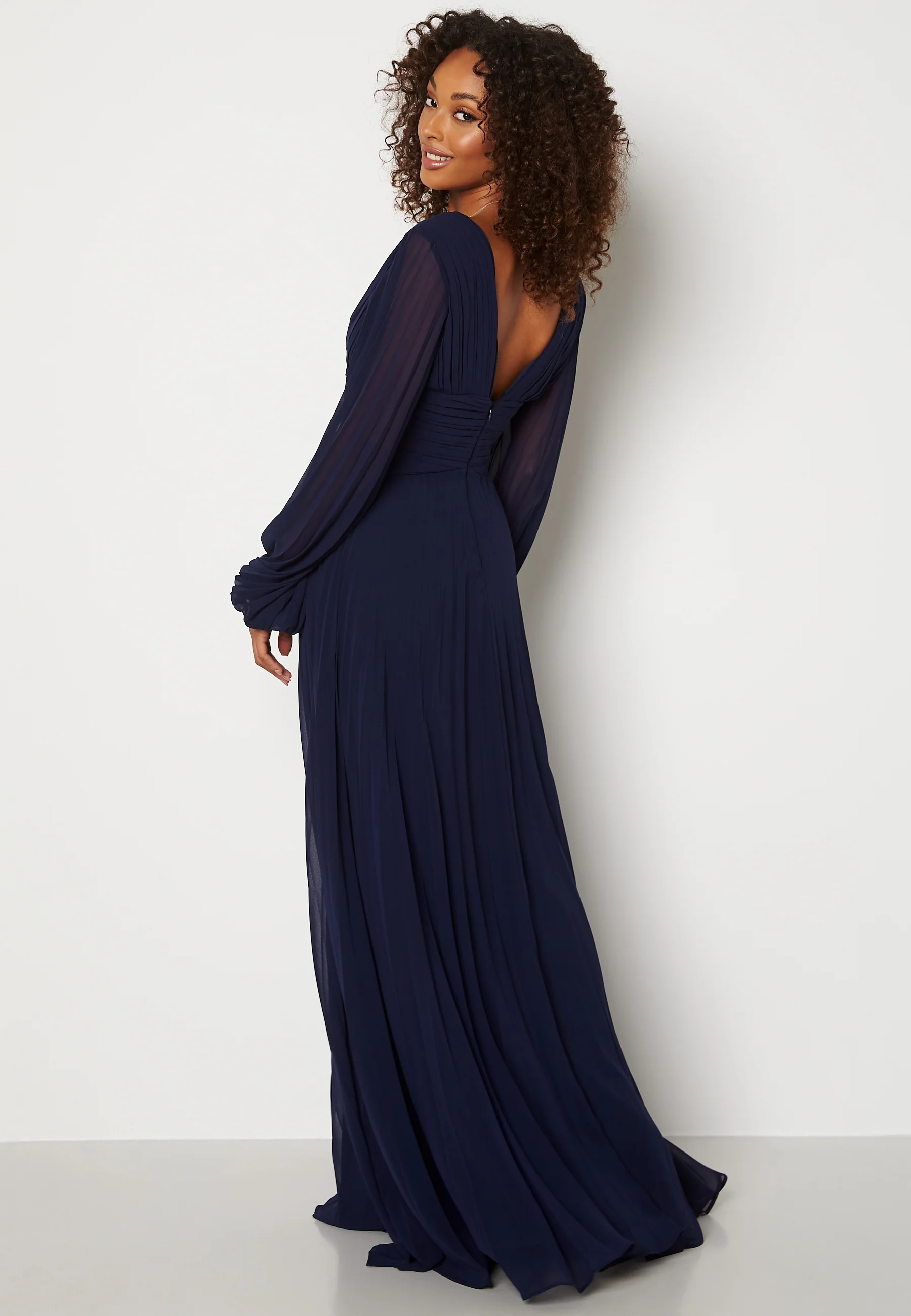 Pleated Balloon Sleeve Maxi Dress - Image 3