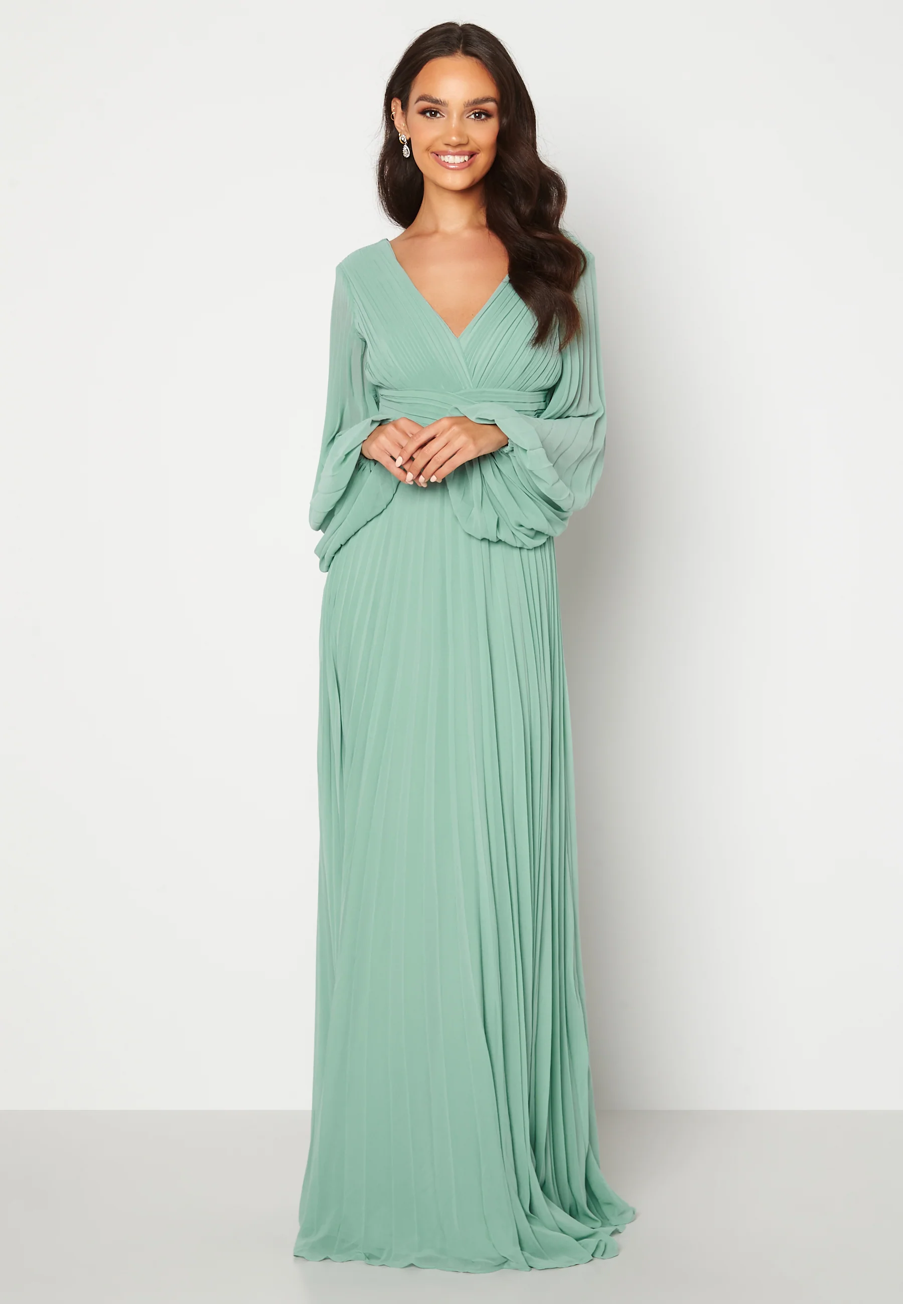 Pleated Balloon Sleeve Maxi Dress - Image 3