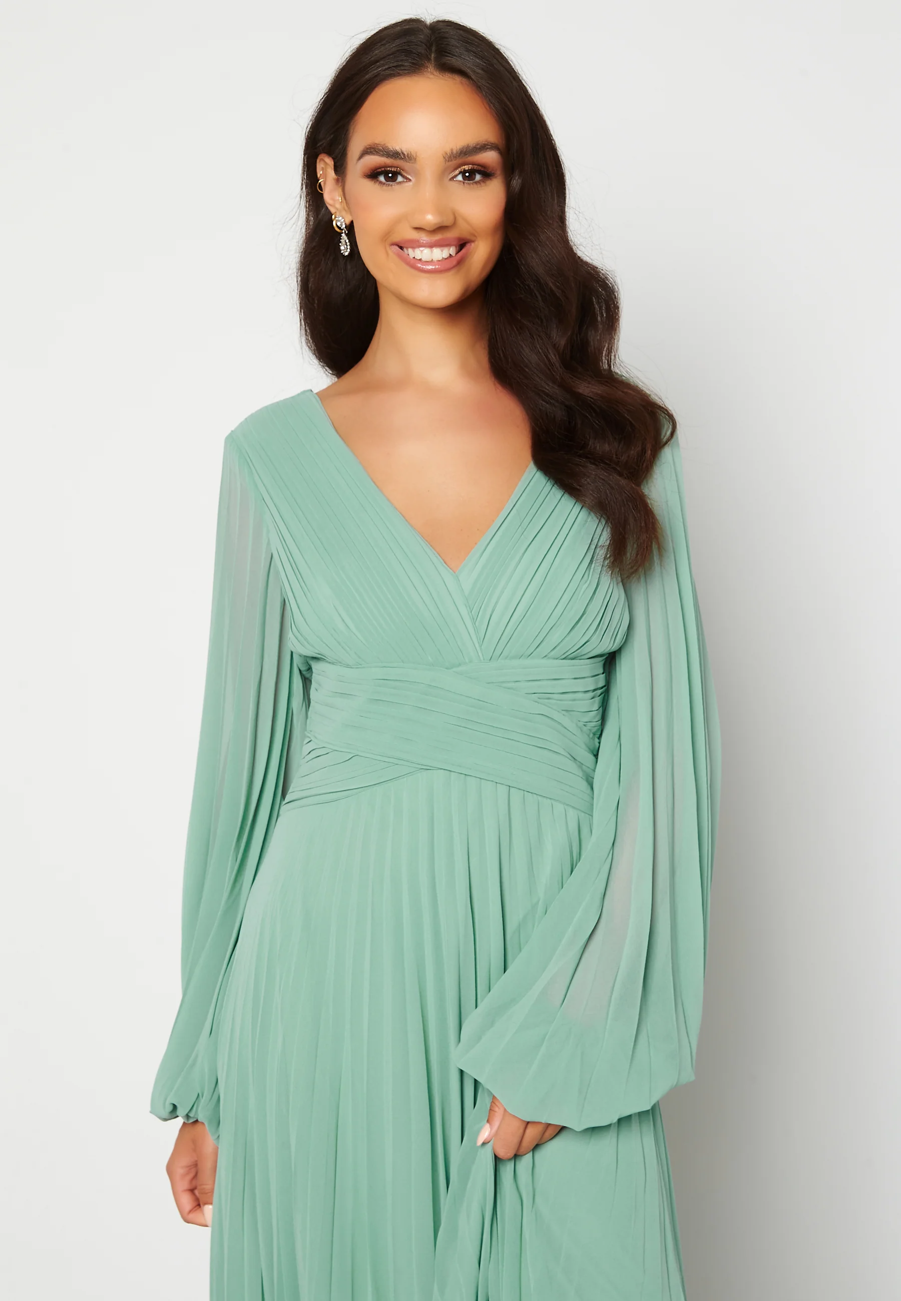 Pleated Balloon Sleeve Maxi Dress - Image 4