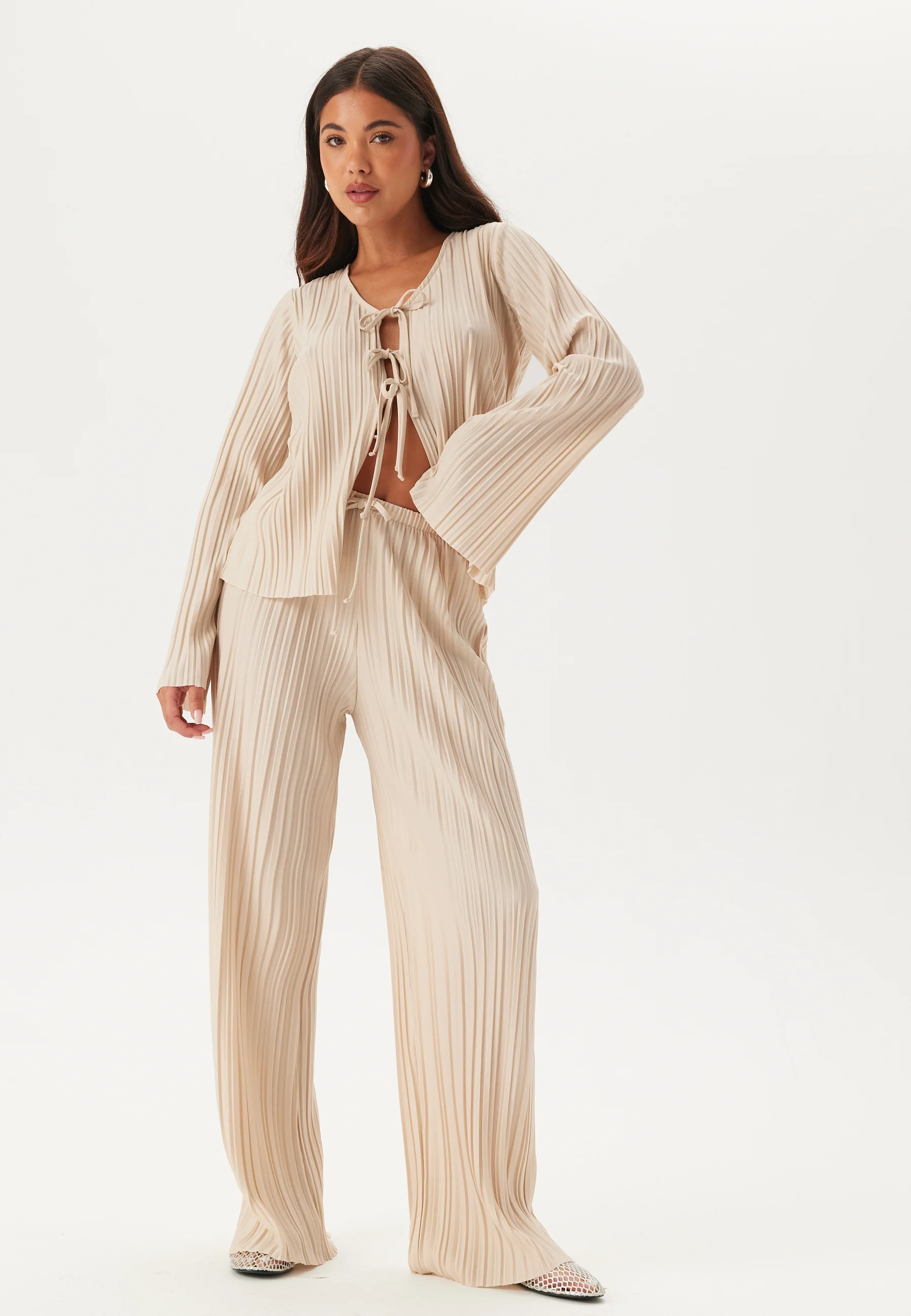 Pleated Tie Cardigan Top - Image 3