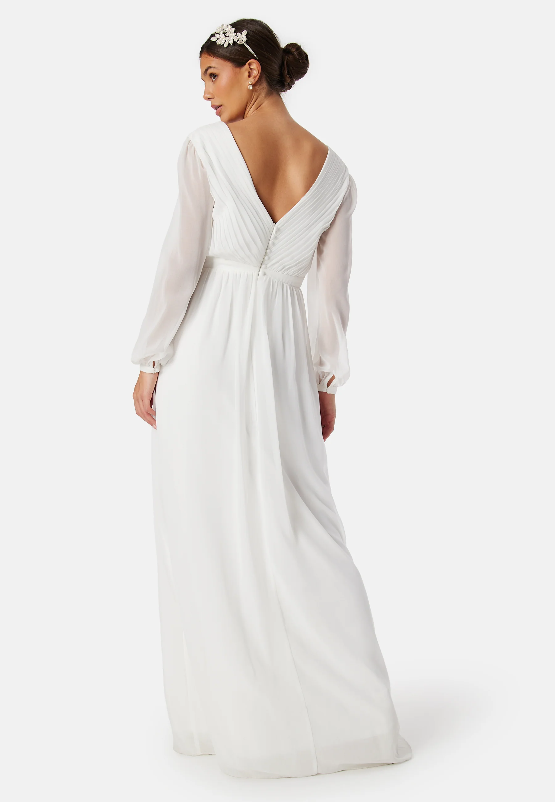 Pleated V-Neck Wedding Gown - Image 2