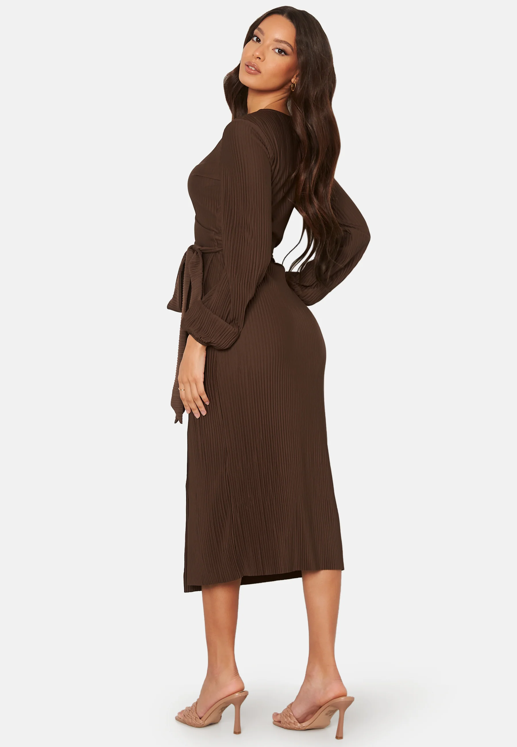 Pleated Wrap Midi Dress - Image 2