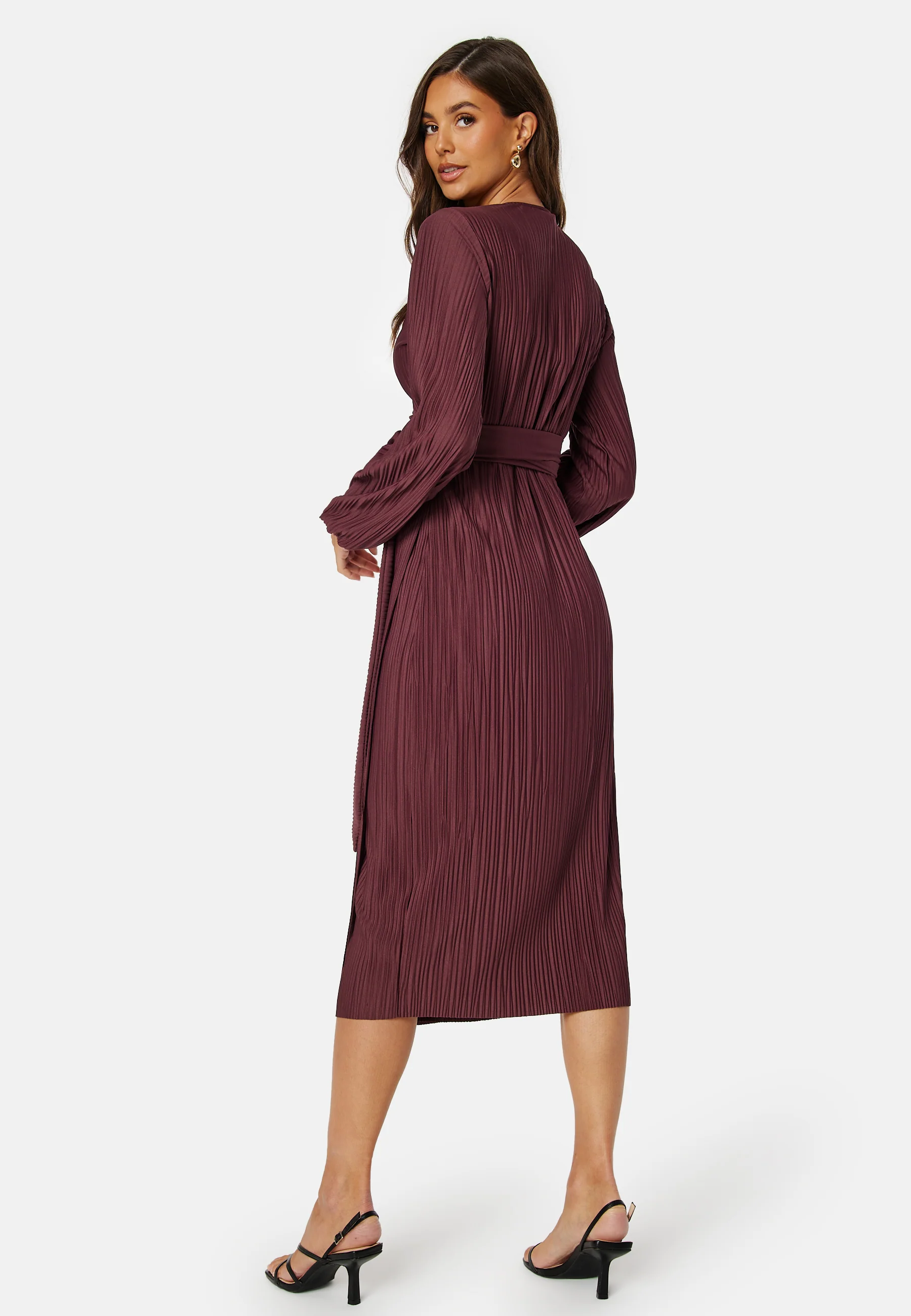 Pleated Wrap Midi Dress - Image 3