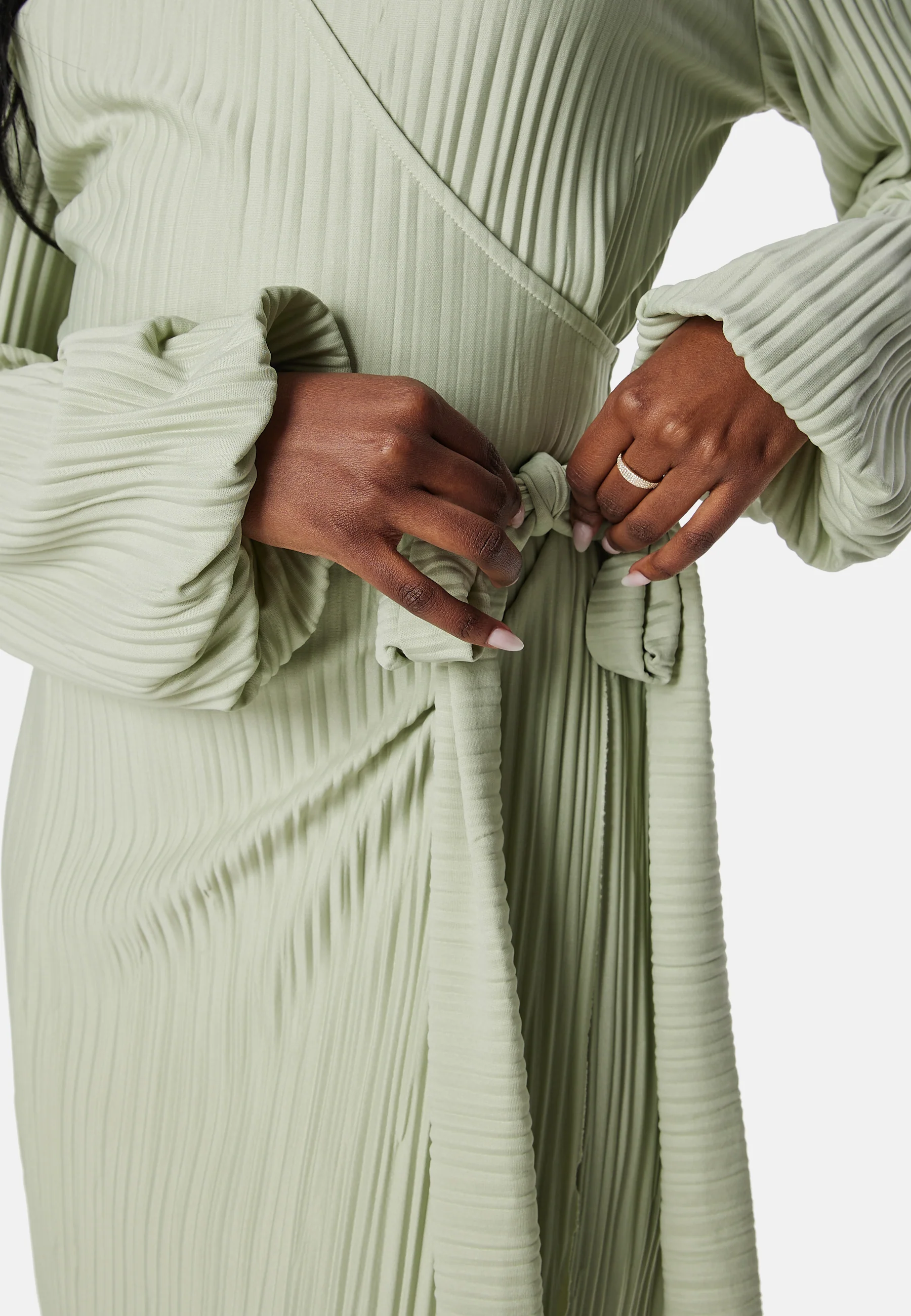 Pleated Wrap Short Dress - Image 4