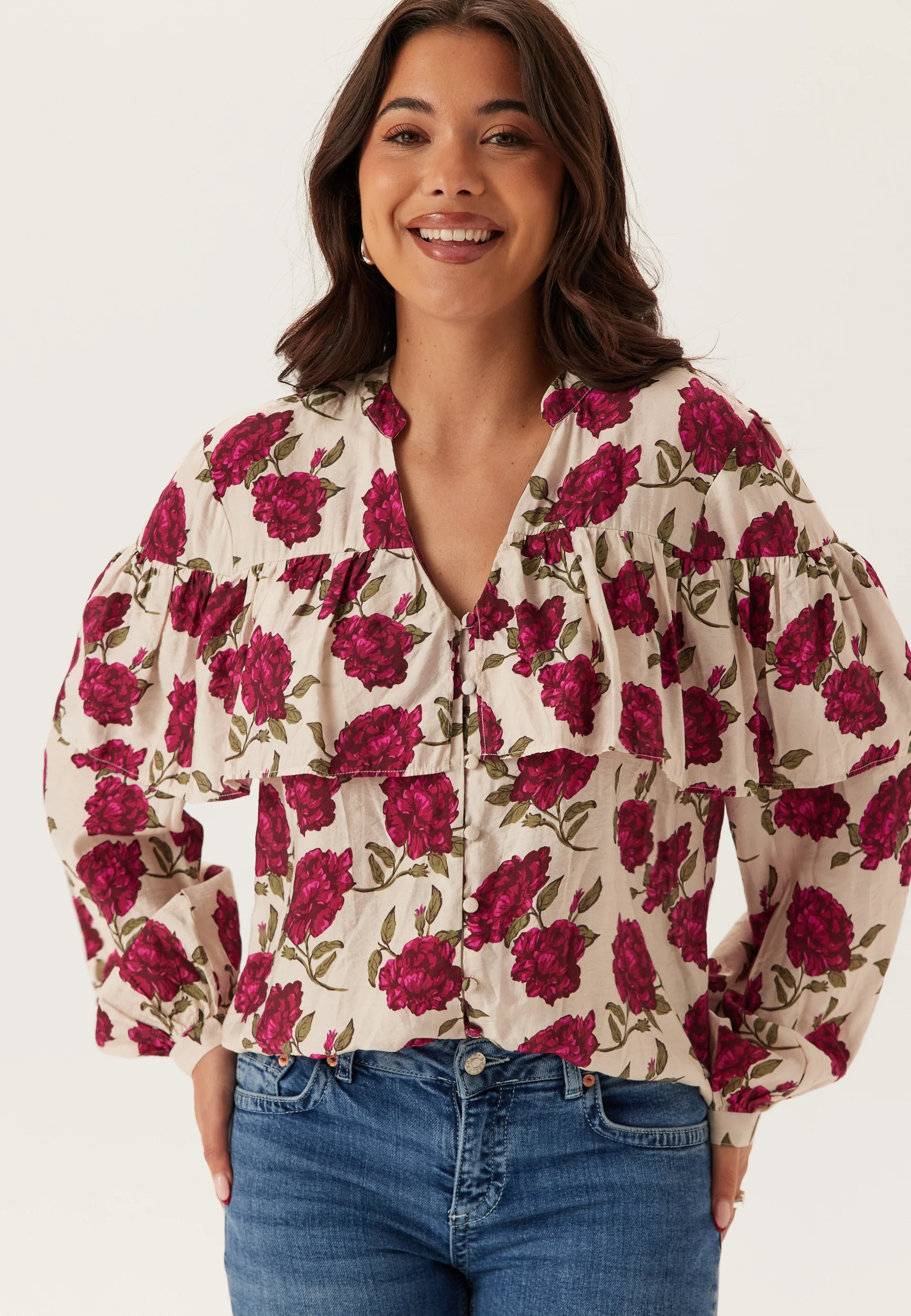 Printed Frill Blouse - Image 2
