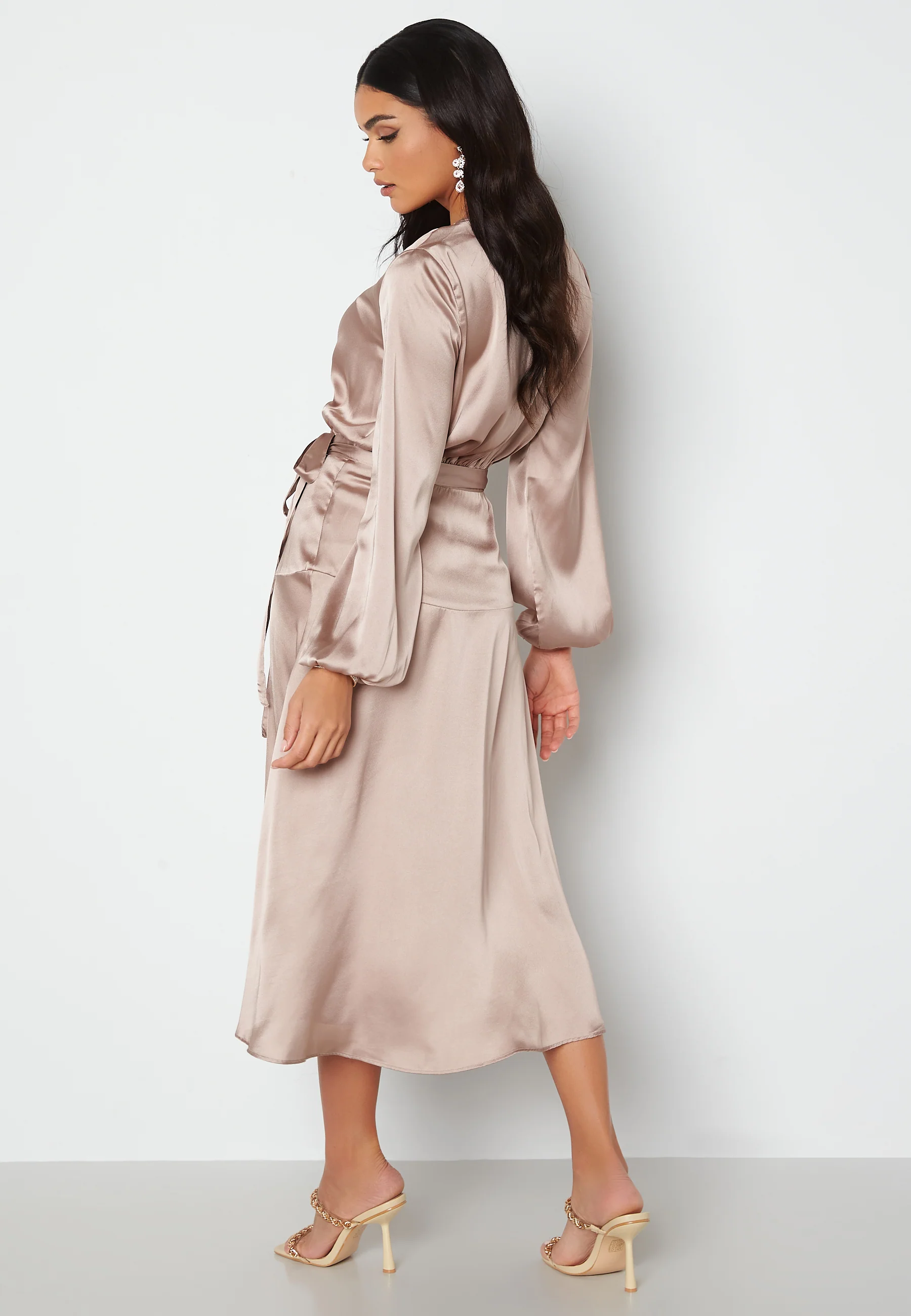 Priya Satin Wrap Midi Dress - Image 2