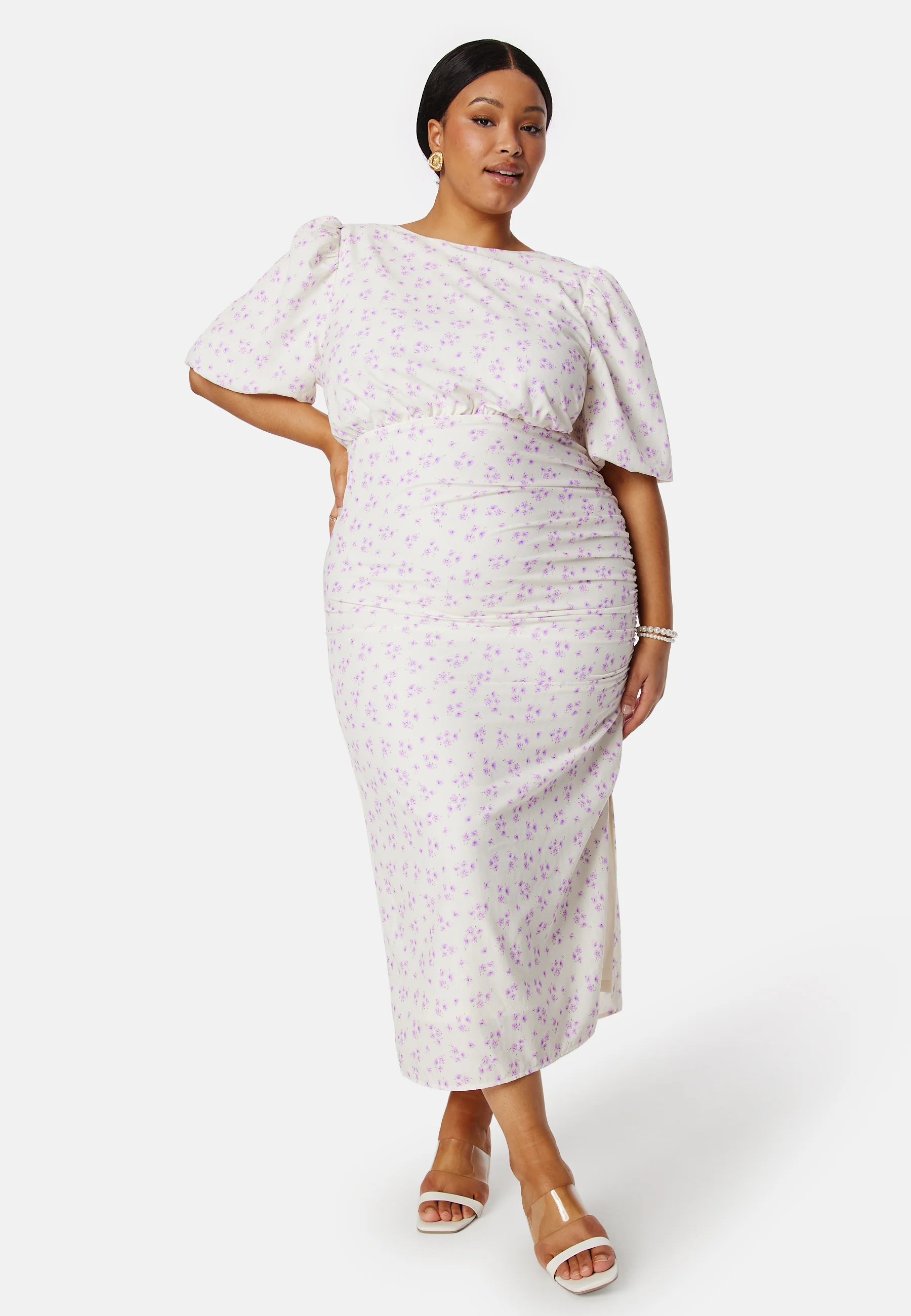 Puff Sleeve Bow Midi Dress - Image 7