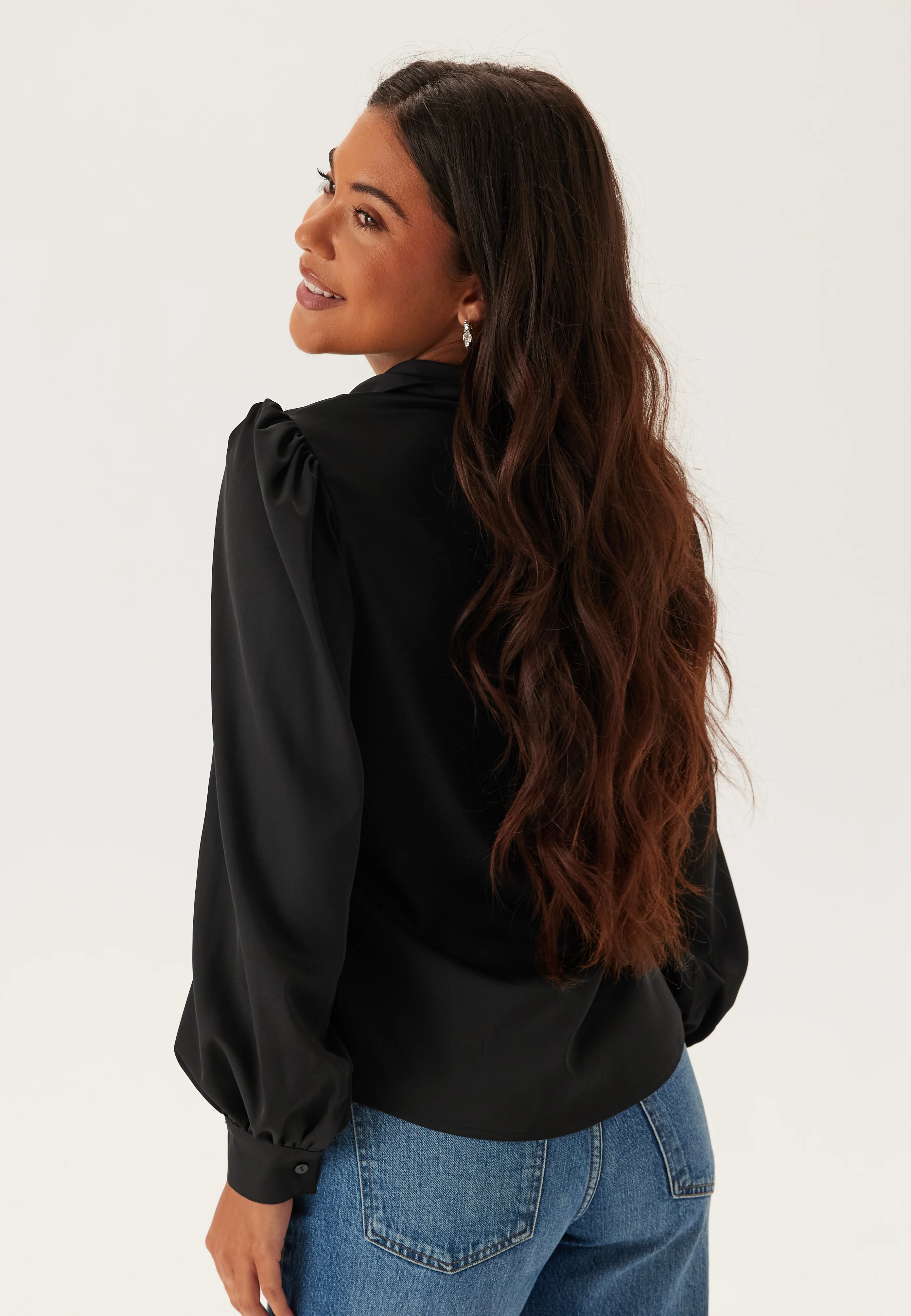 Puff Sleeve Satin Shirt - Image 3