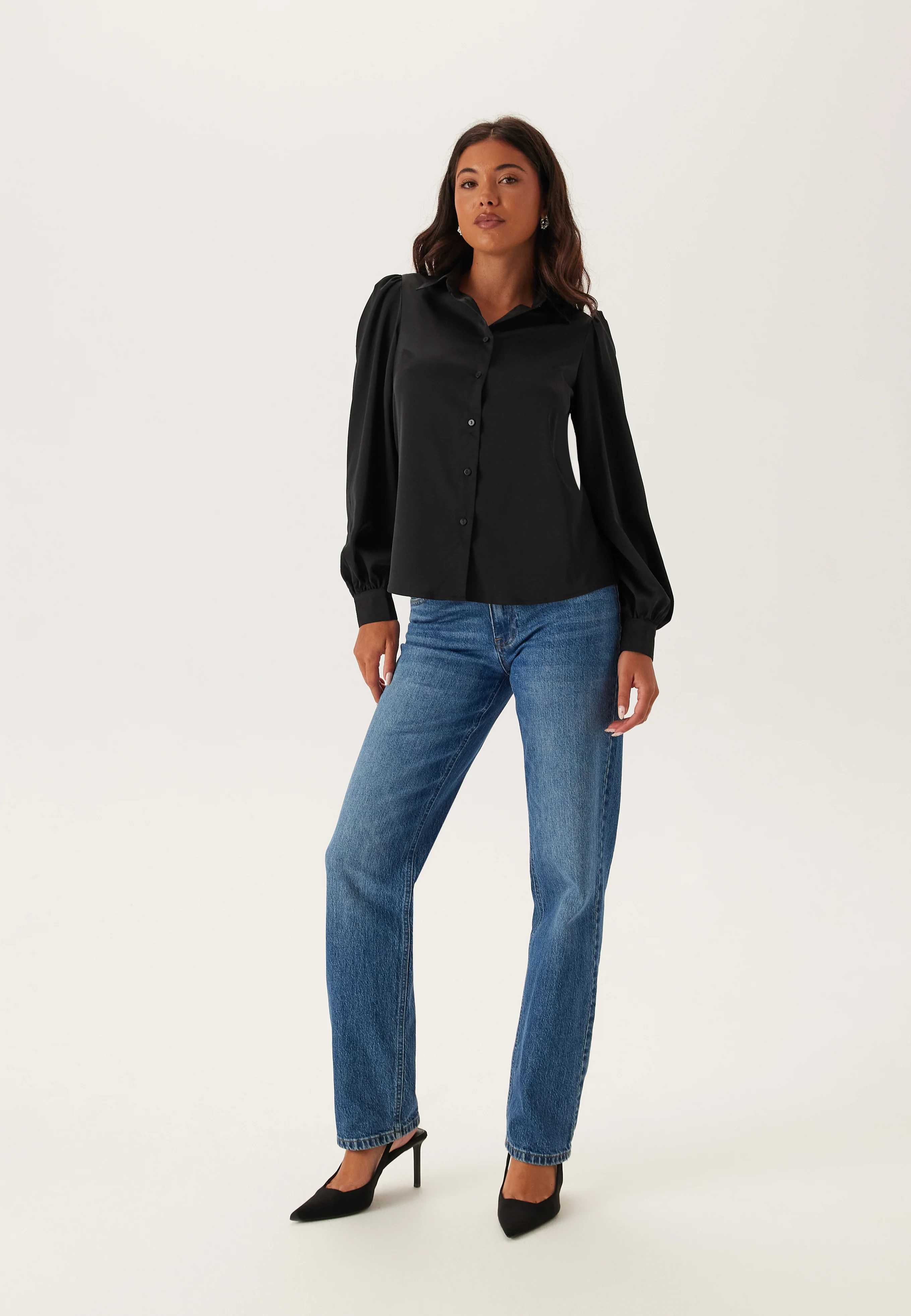 Puff Sleeve Satin Shirt - Image 4