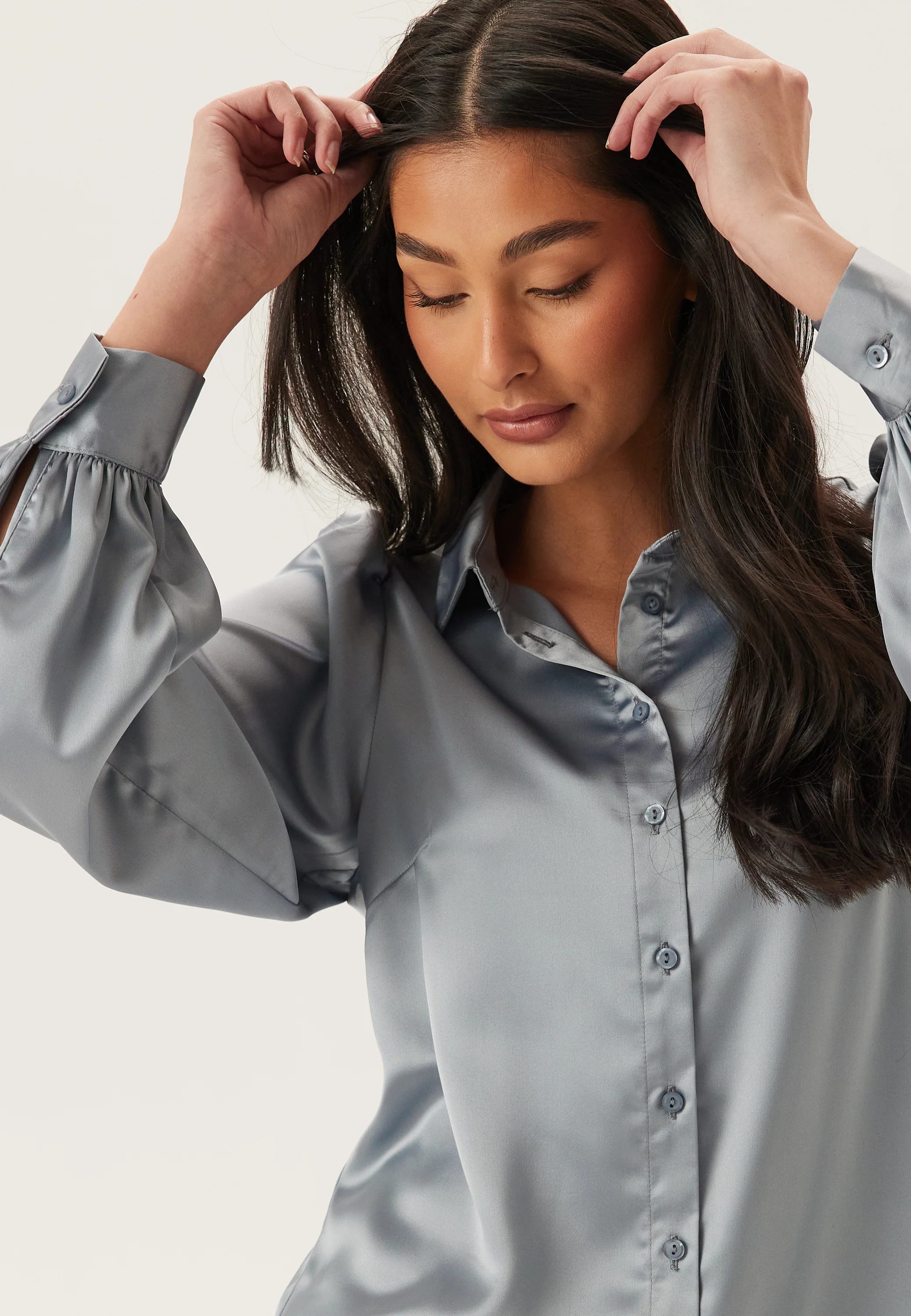 Puff Sleeve Satin Shirt - Image 5