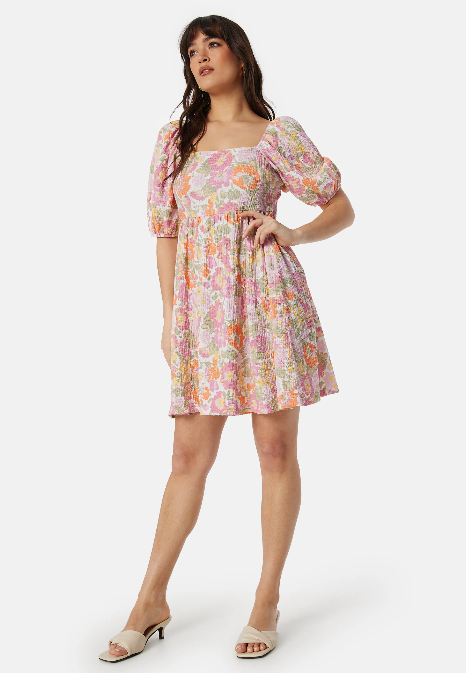Puff Sleeve Short Dress - Image 4