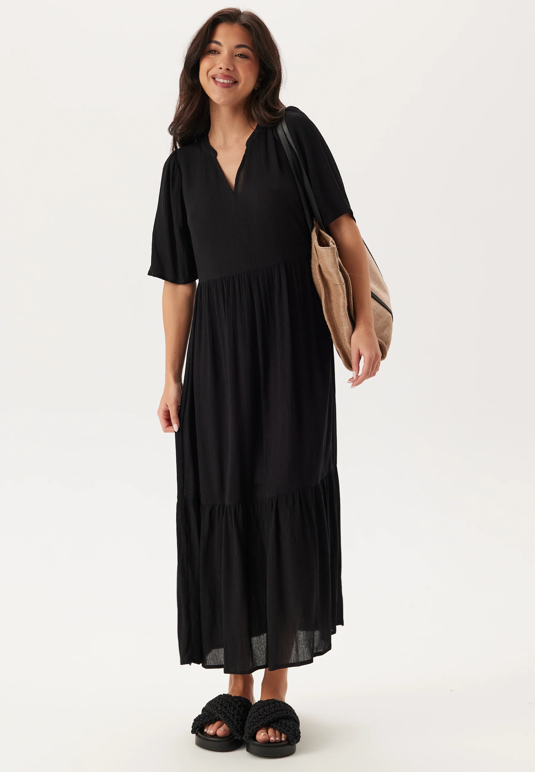Puff Sleeve Viscose Dress - Image 2