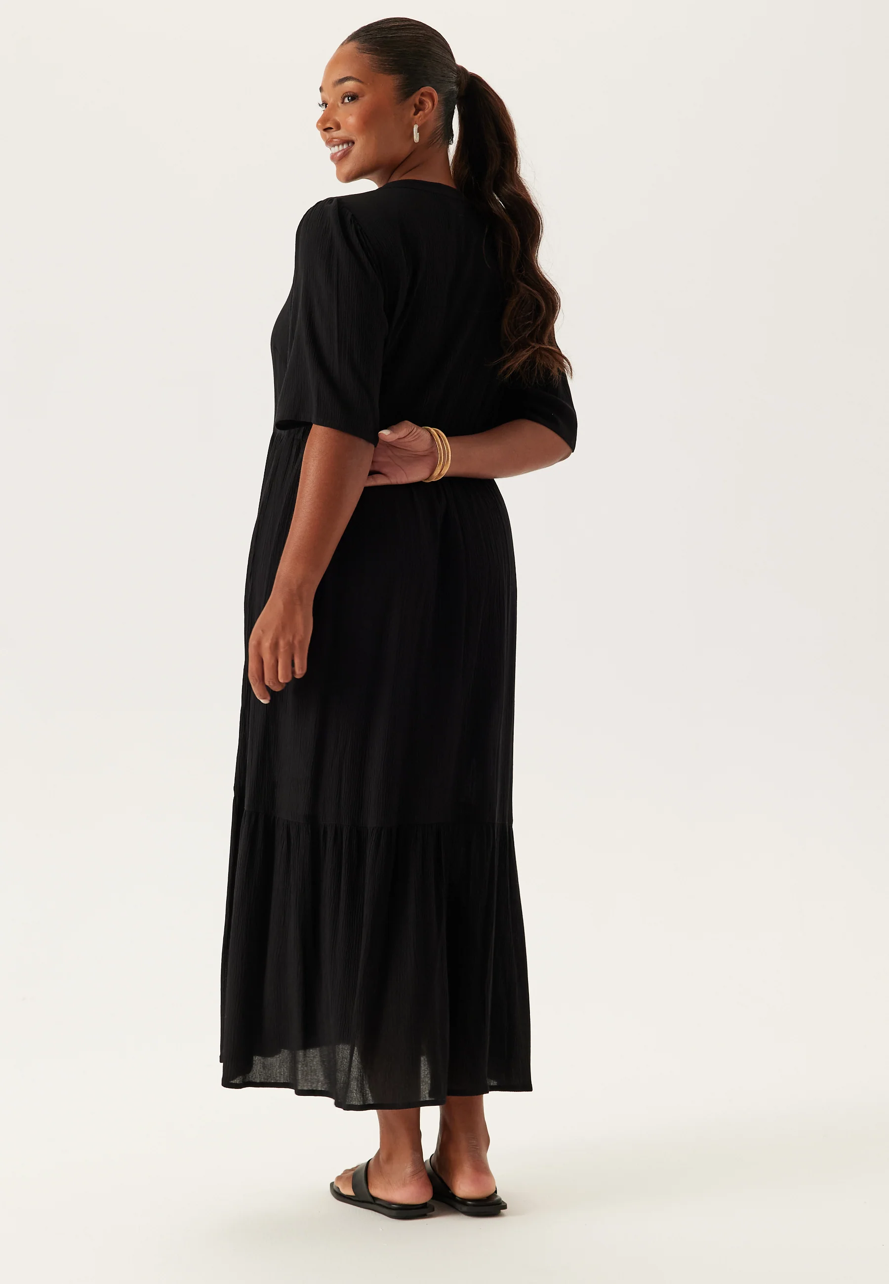 Puff Sleeve Viscose Dress - Image 7