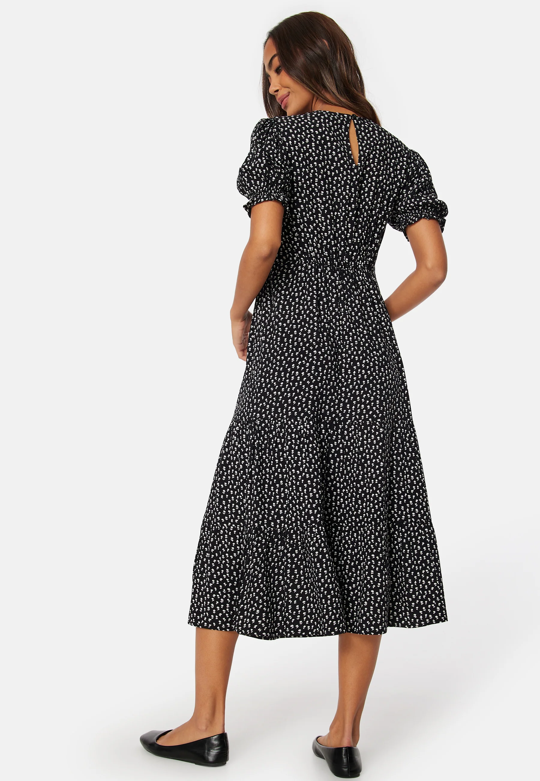 Puff Sleeve Viscose Midi Dress - Image 2