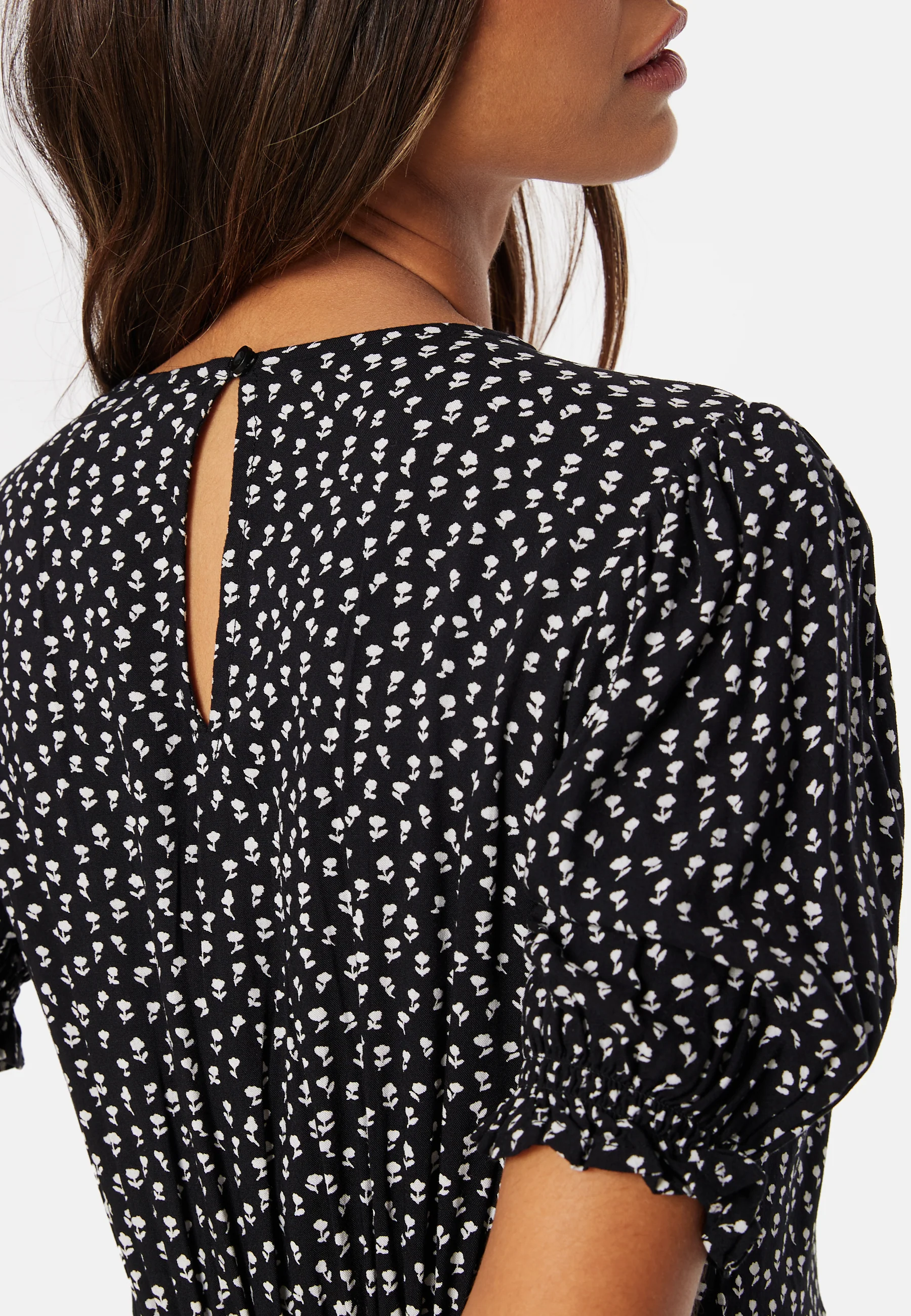 Puff Sleeve Viscose Midi Dress - Image 4