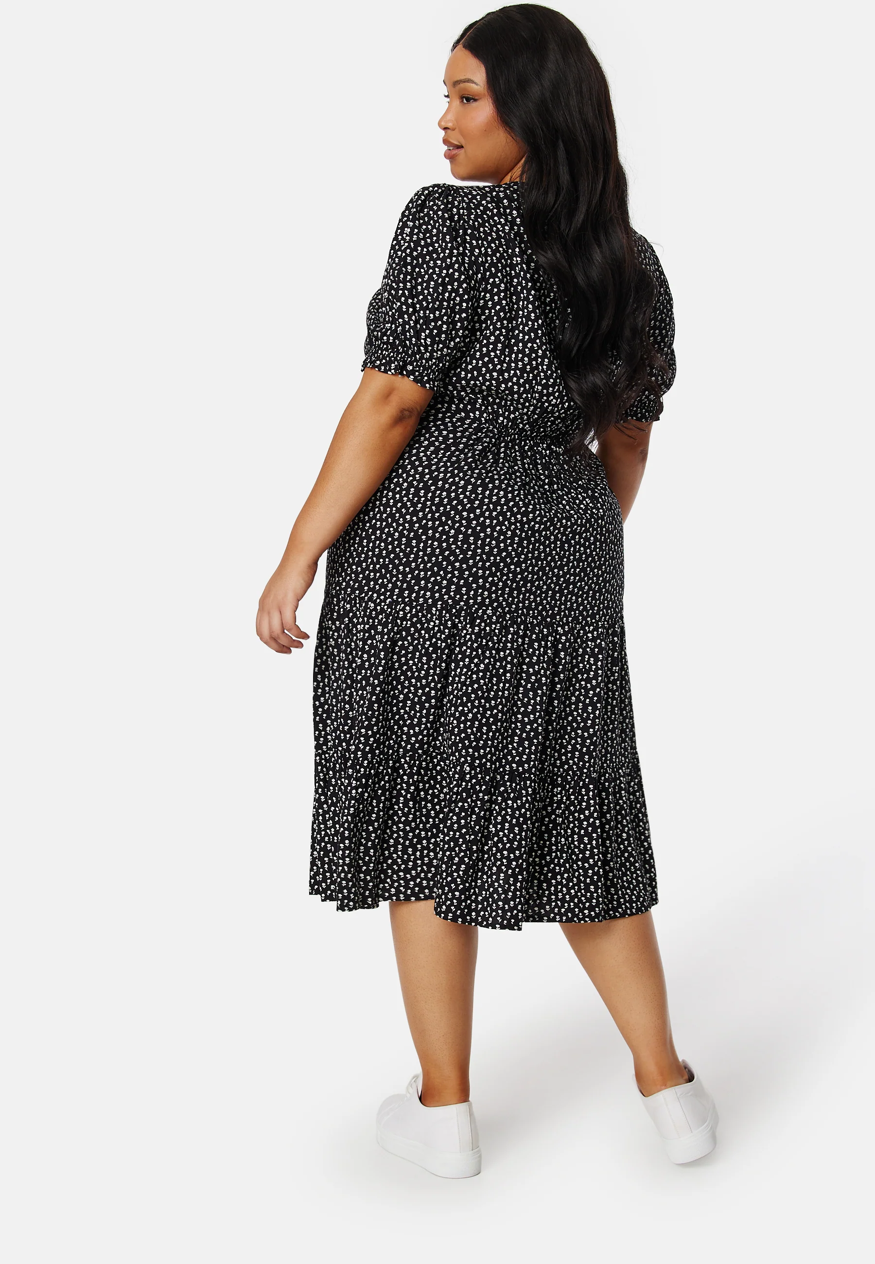 Puff Sleeve Viscose Midi Dress - Image 7