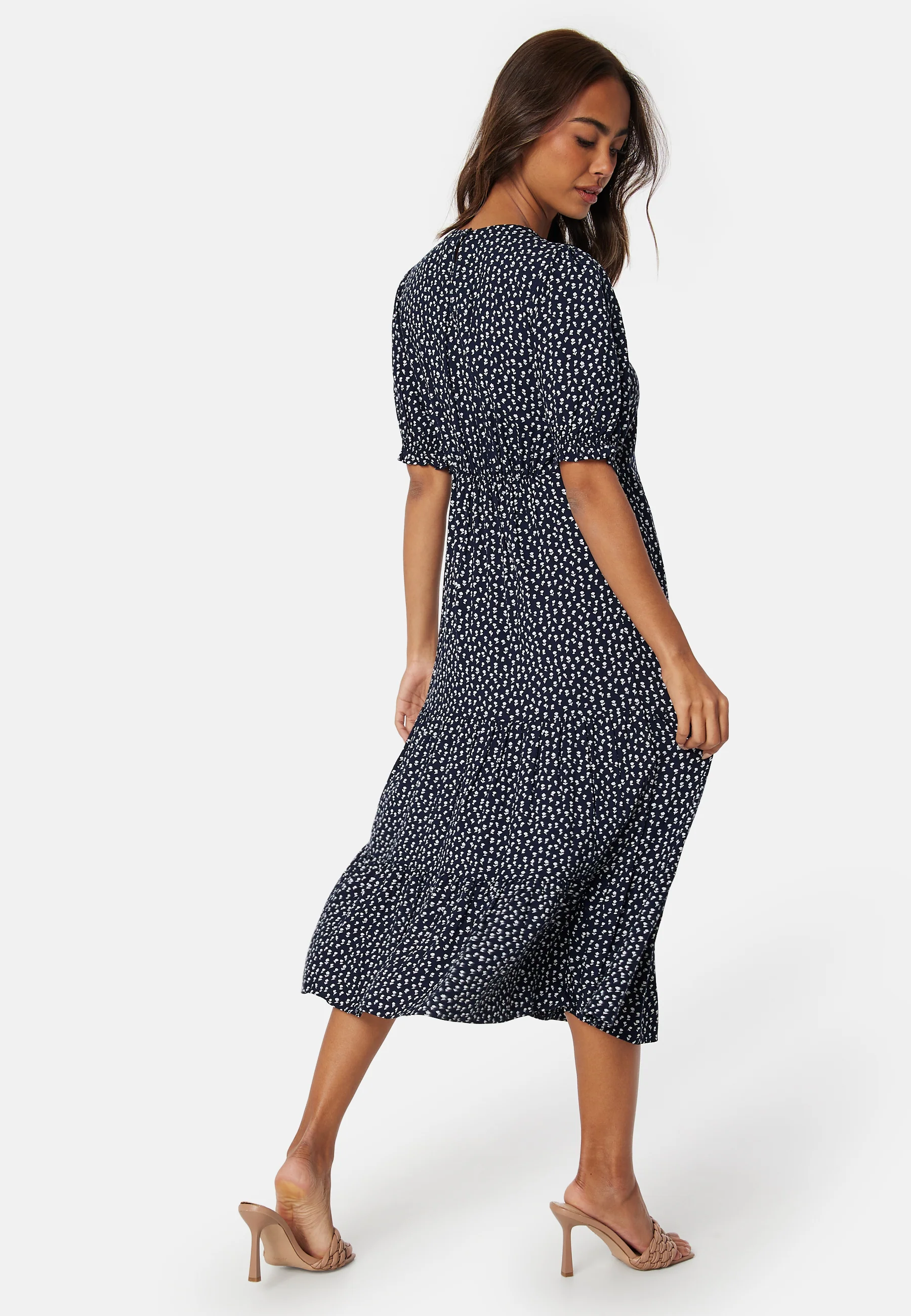 Puff Sleeve Viscose Midi Dress - Image 2
