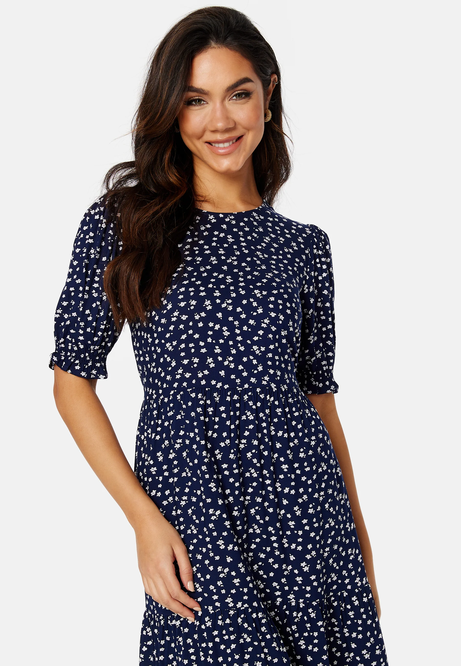 Puff Sleeve Viscose Midi Dress - Image 2