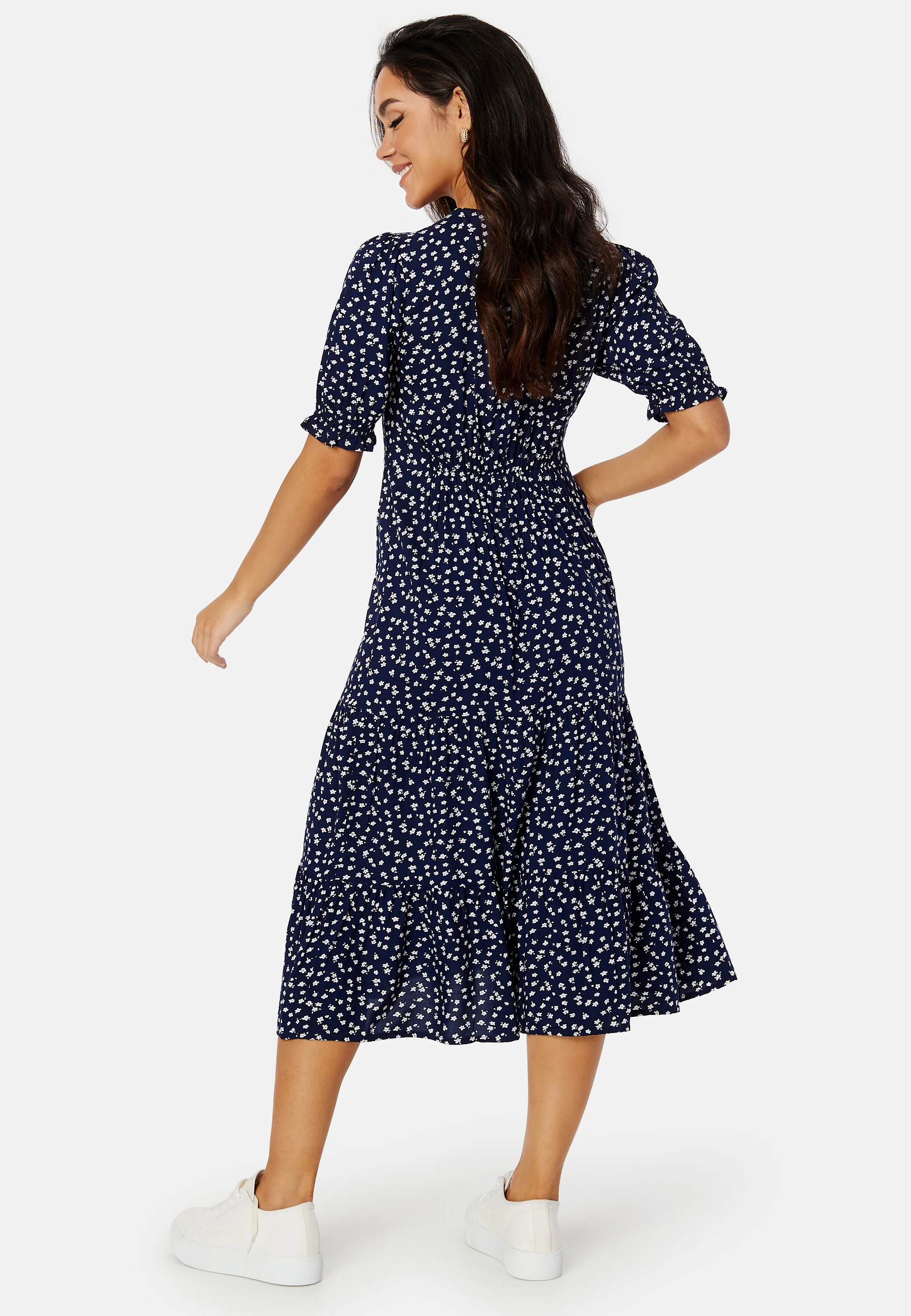 Puff Sleeve Viscose Midi Dress - Image 3