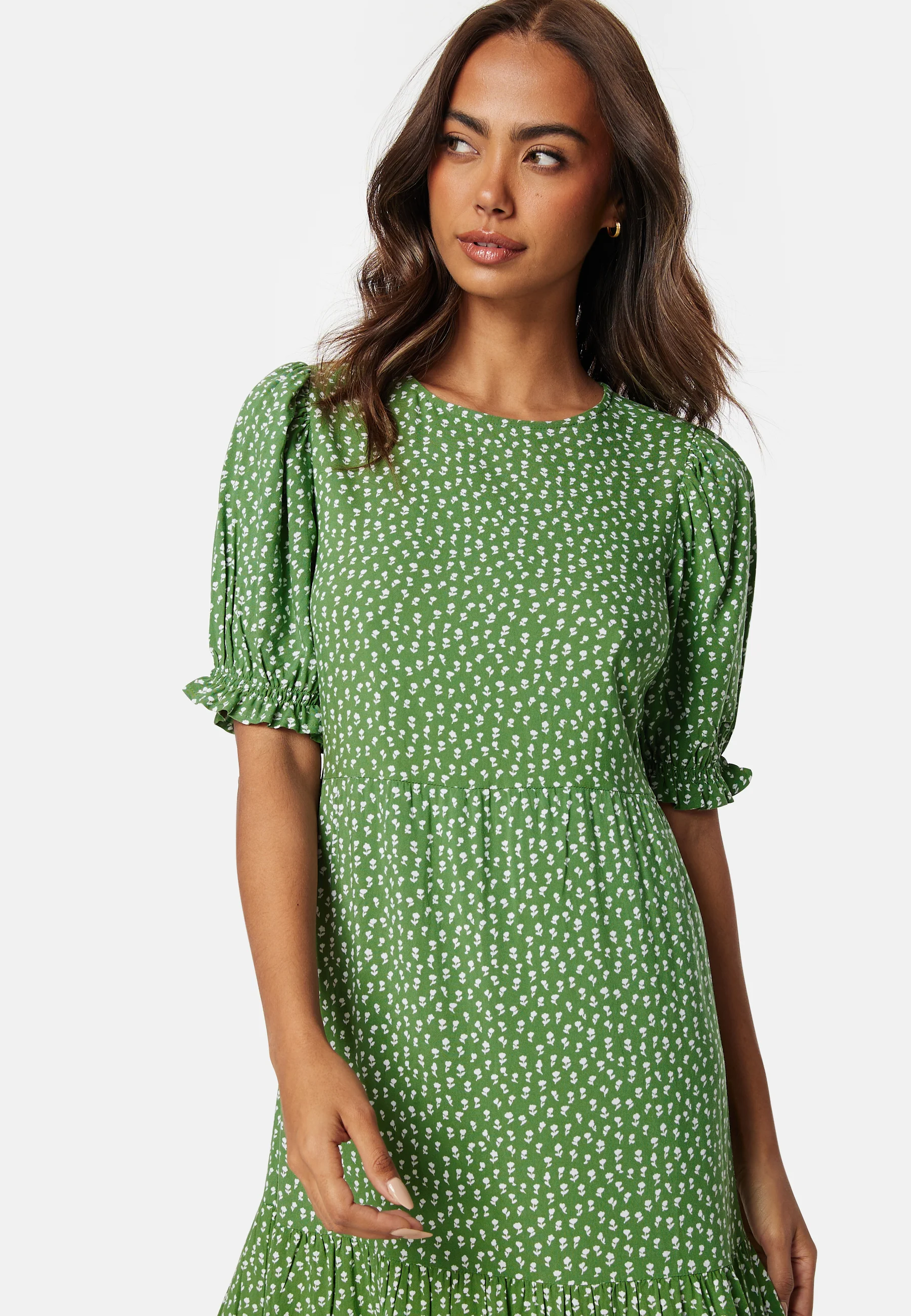 Puff Sleeve Viscose Midi Dress - Image 3