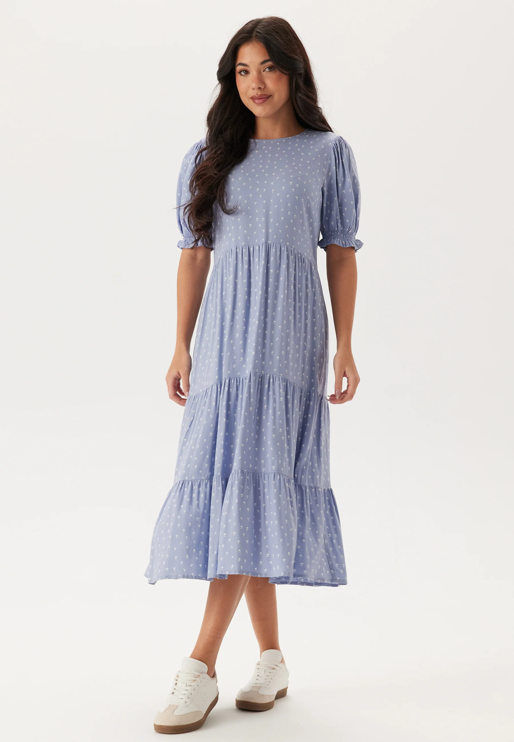 Puff Sleeve Viscose Midi Dress - Image 2