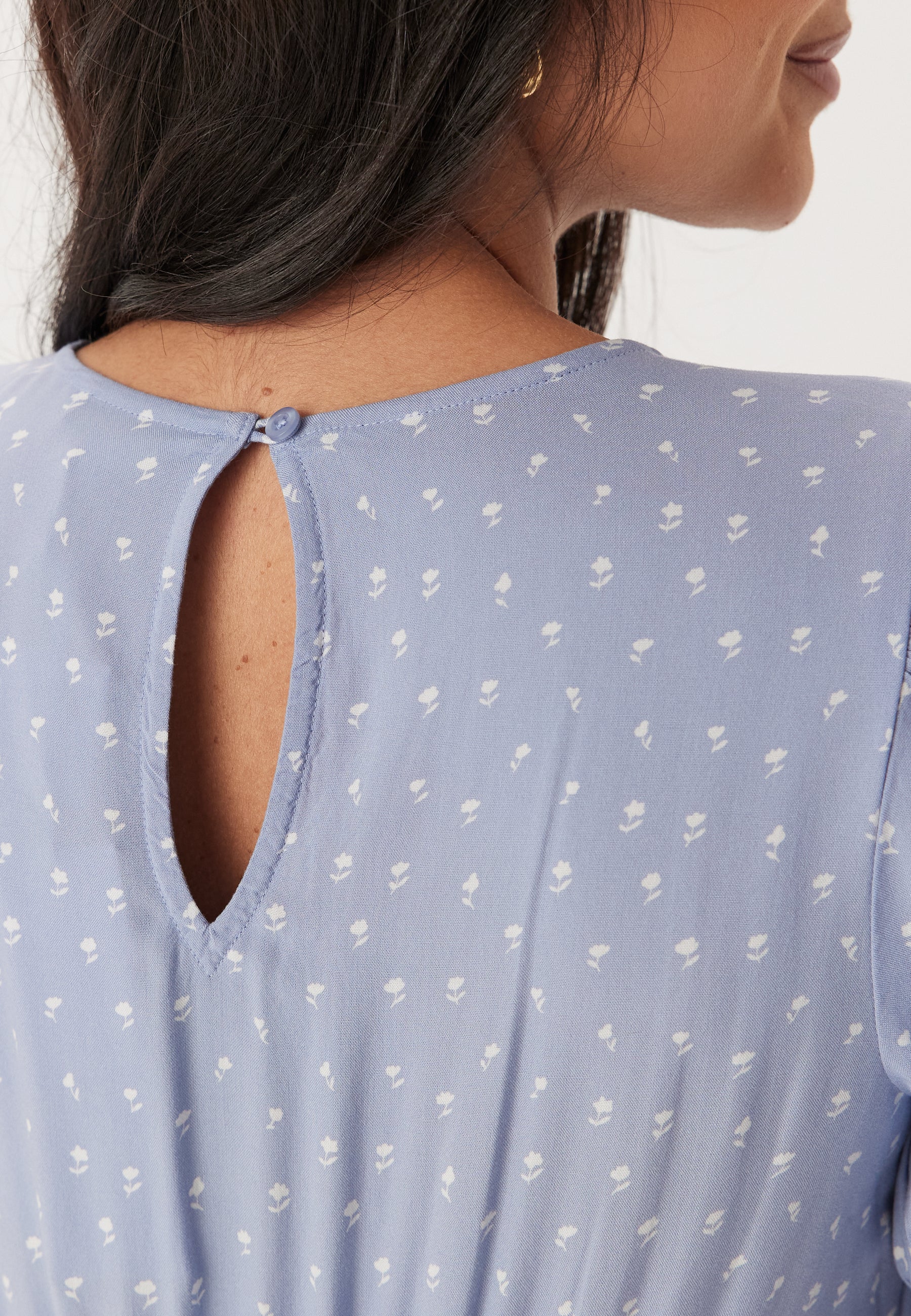 Puff Sleeve Viscose Midi Dress - Image 4