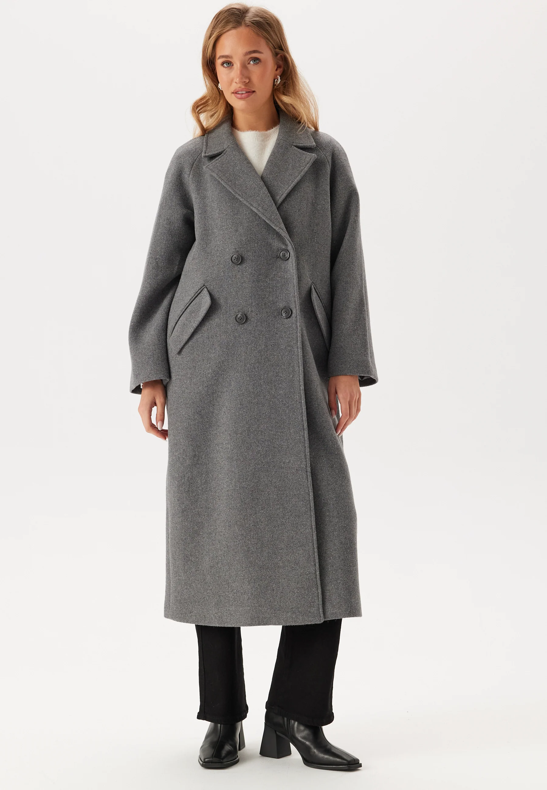 Raglan Sleeve Wool Blend Coat - Image 3