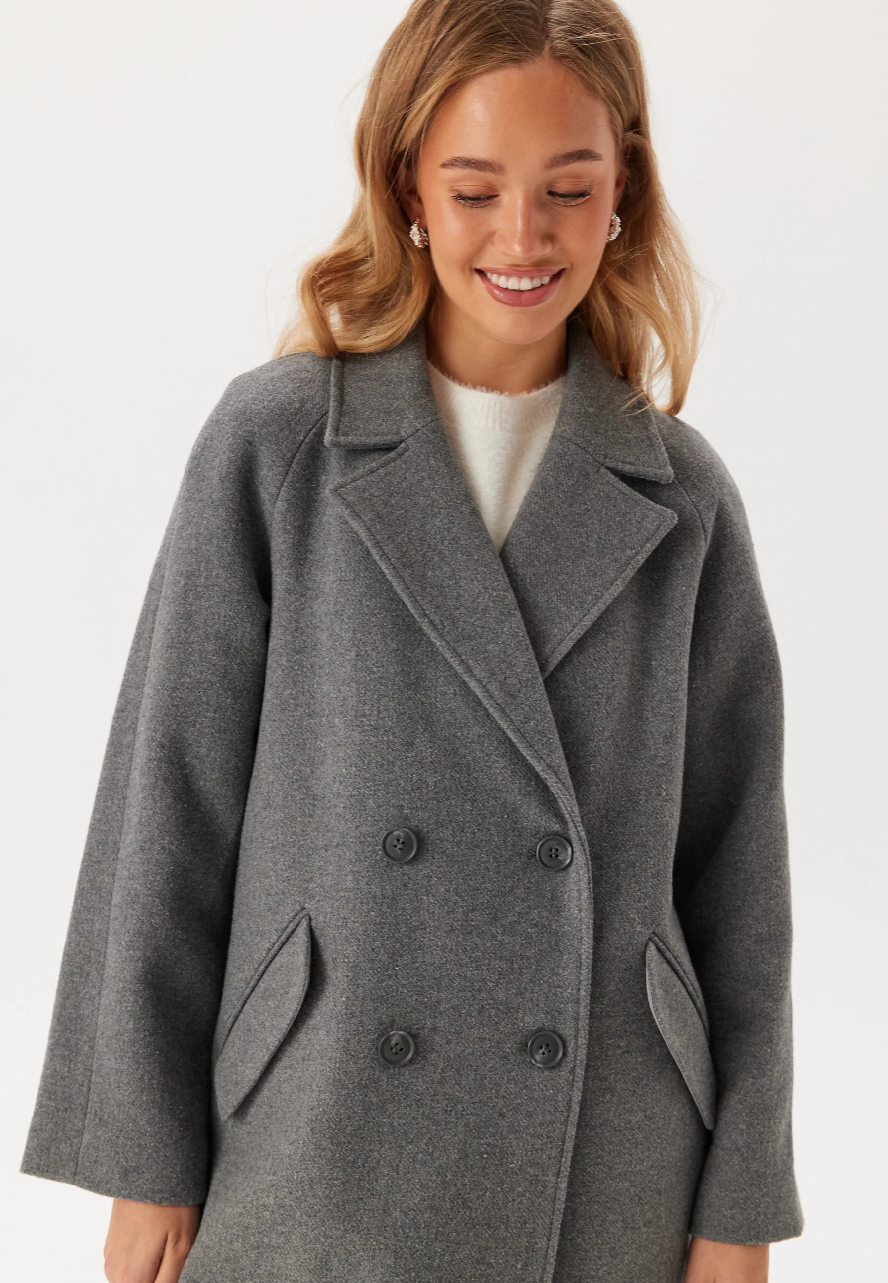 Raglan Sleeve Wool Blend Coat - Image 5