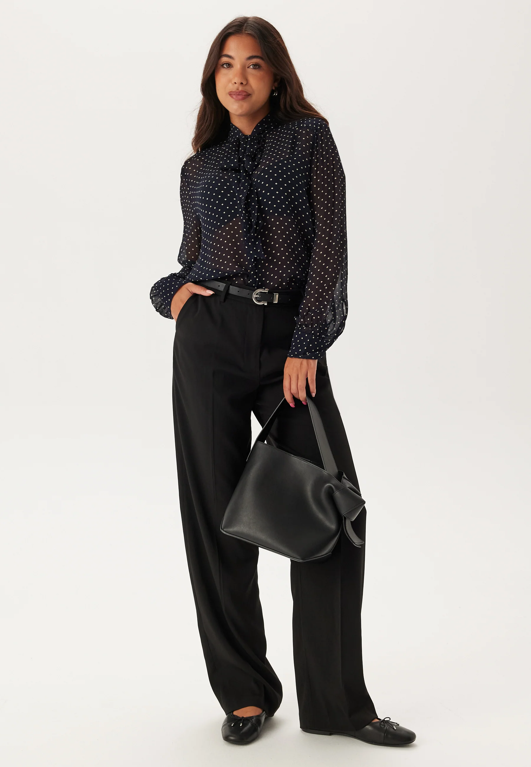 Reg Dot Print Bow Blouse - Image 3