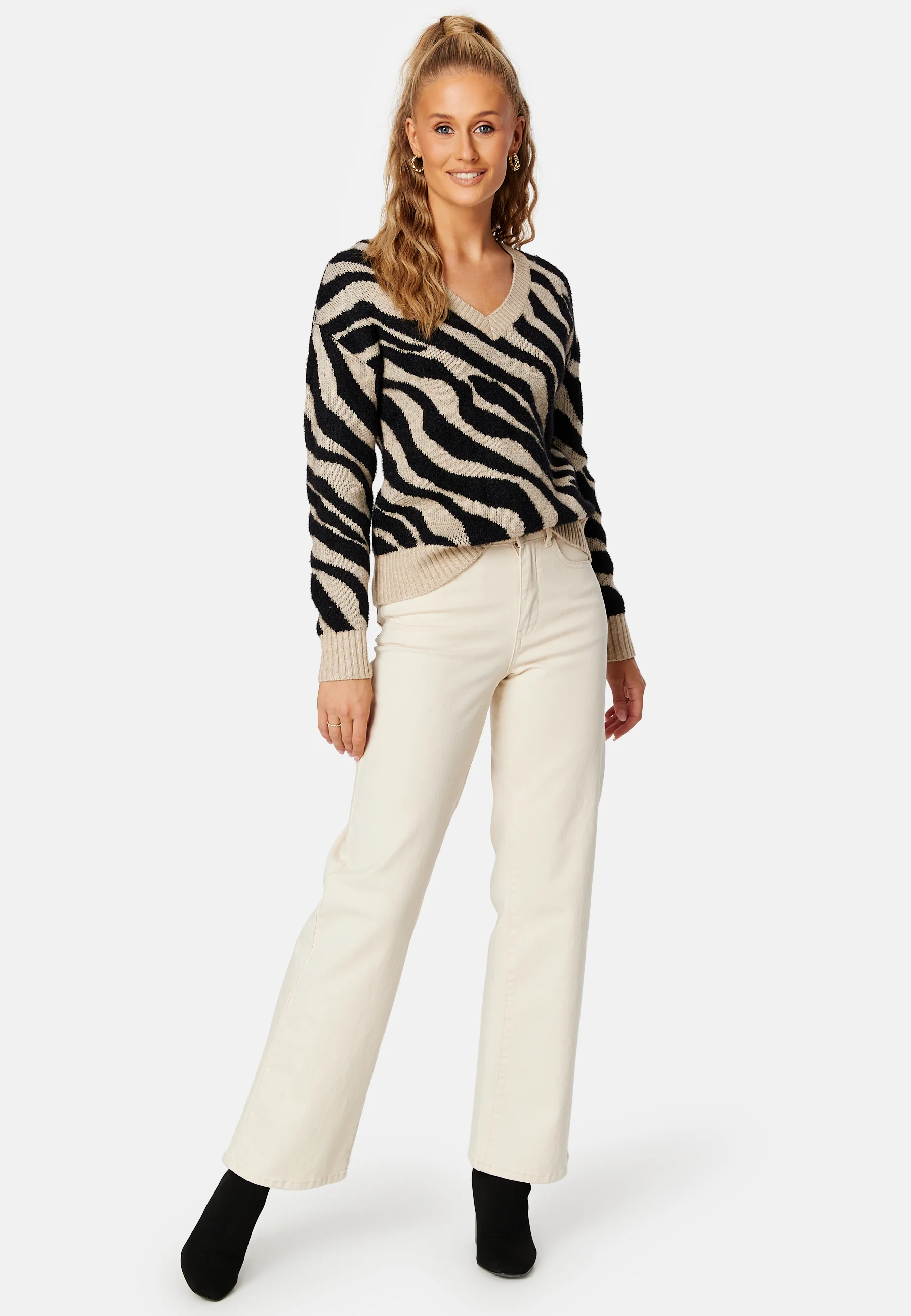 Ril Feami Mix V-Neck L/S Knit - Image 2