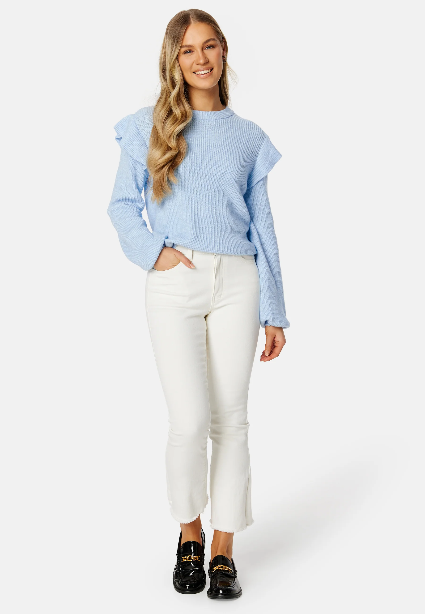 Ril O-Neck Flounce Knit Top - Image 2