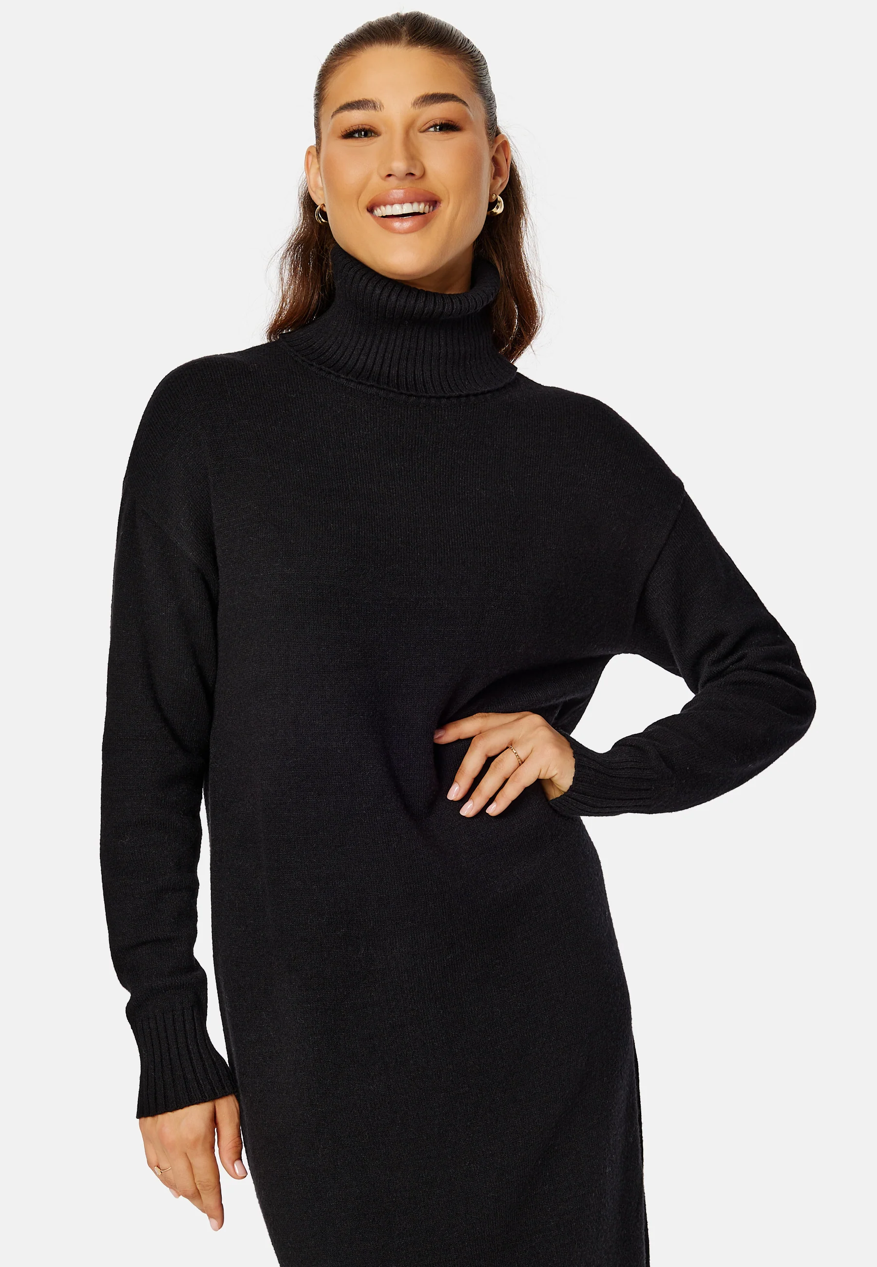 Rill Roll Neck L/S Midi Dress - Image 3
