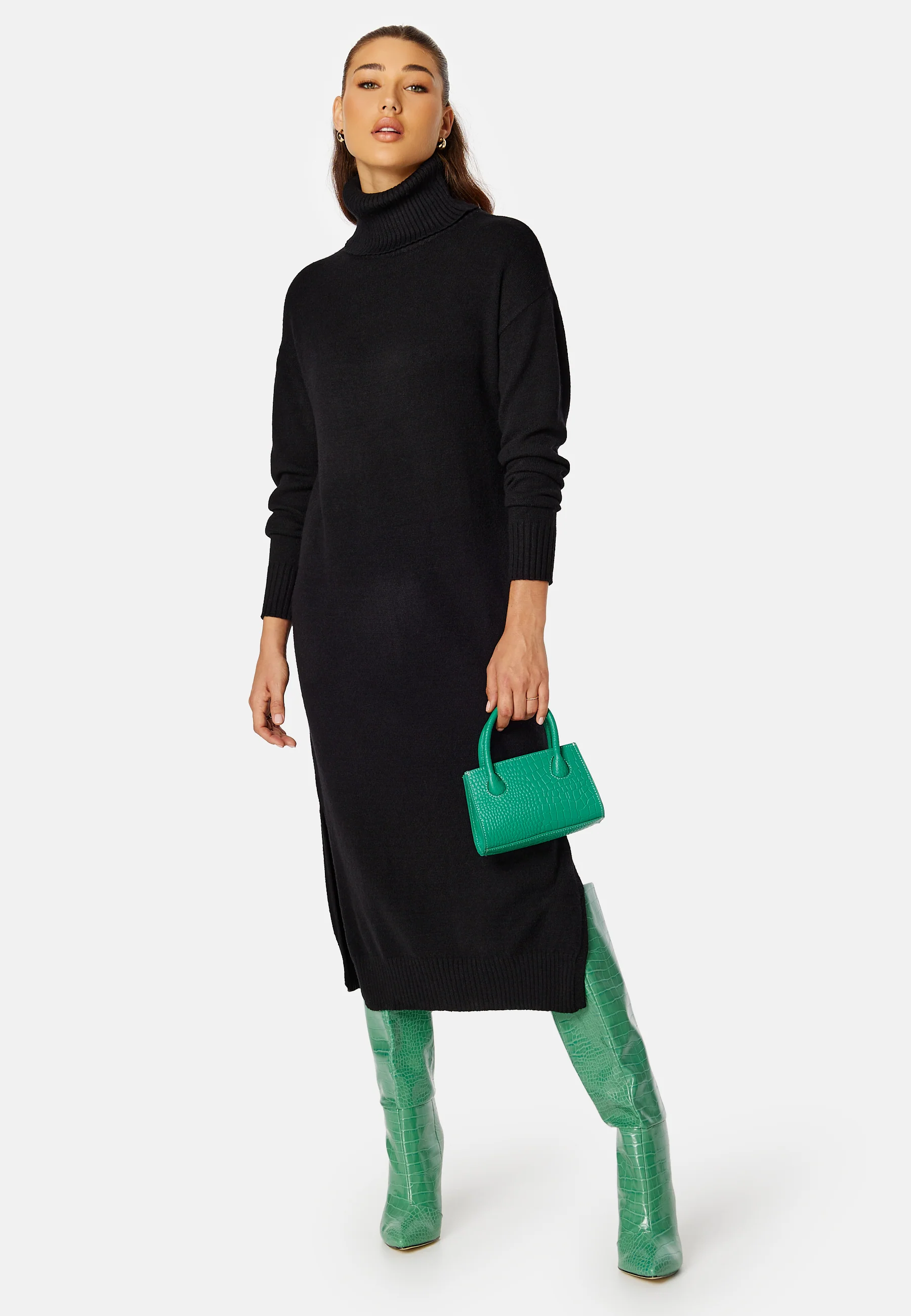 Rill Roll Neck L/S Midi Dress - Image 5