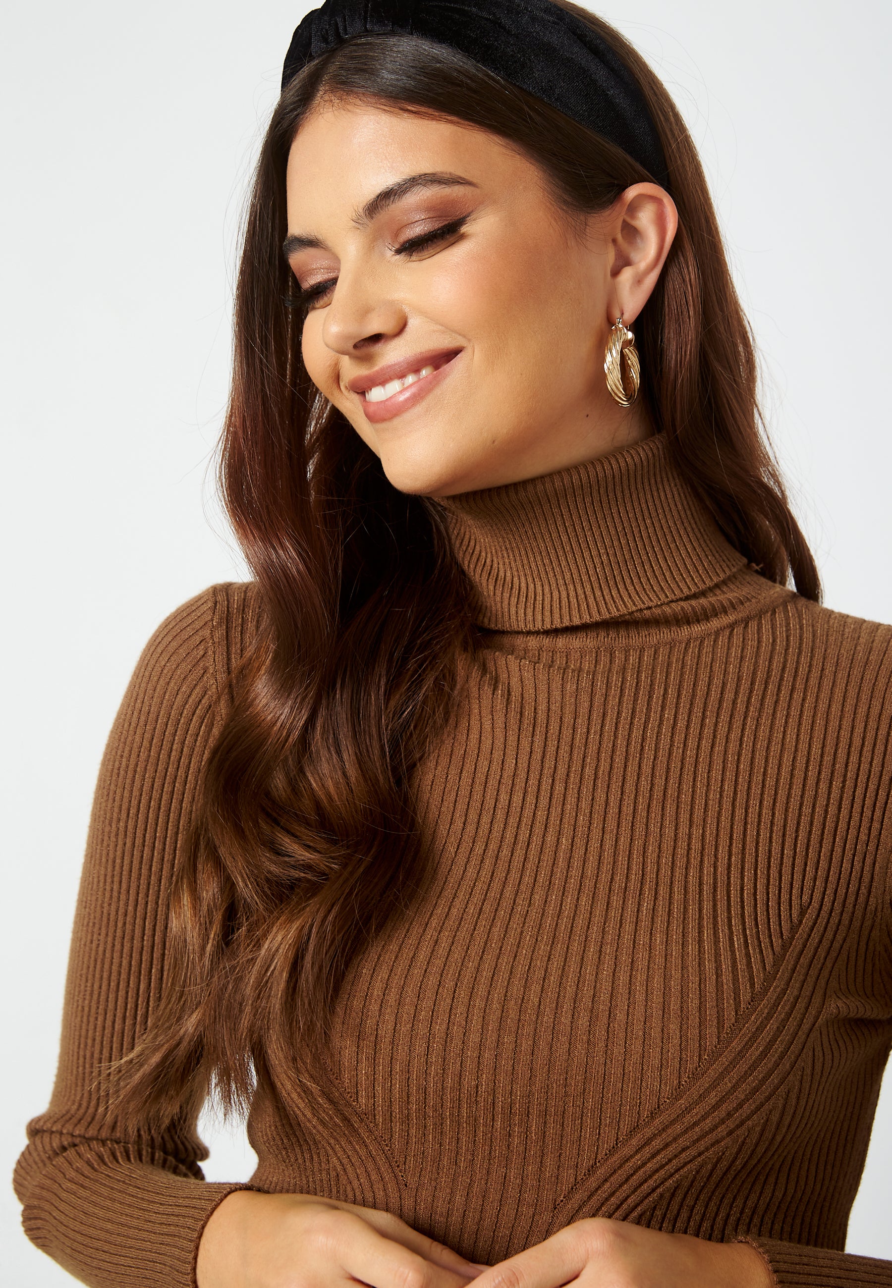 Roll Neck Rib Knit Midi Dress - Image 4